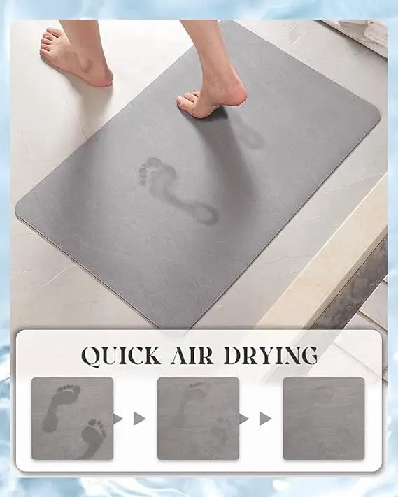 ISP New Technology Leather Absorbent Bath mat, Leather diatomite Quick Drying Bath mat, Gray Thin Bath mat, Suitable for Bathroom, Kitchen and Toilet. Mat Rug-Rubber Non Slip Quick Dry Super Absorbent 15.7” * 47.2”