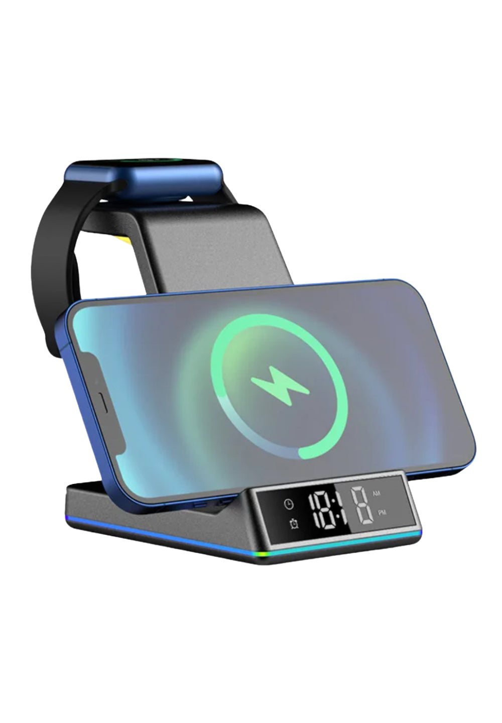 ISP 5 in 1 Wireless Charging Station for Apple - Charger Stand Dock for Apple Watch 8/7/SE/6/5/4/3/2, iPhone 15-12 Pro Max SE XS X, AirPods Pro/3/2. Compatible with Huawei, Samsung, Xiaomi