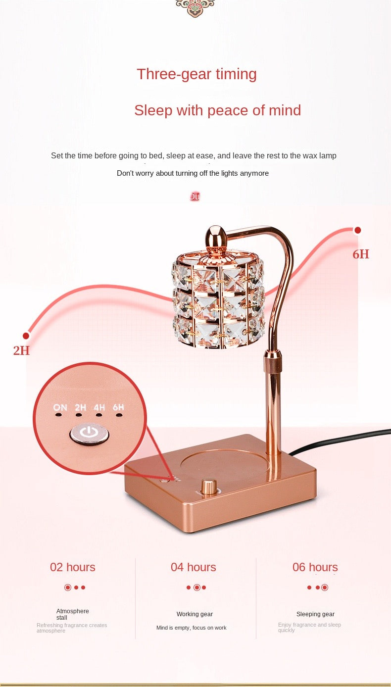 Calm Candles Essential - Candle Warmer Lamp with Timer, Dimmable Electric Candle Warmer with 4 Light Bulbs, Handmade Crystal Candle Lamp, Wax Melt Warmer with Marble, Home Decor, Valentine's Day Gift - RoseGold