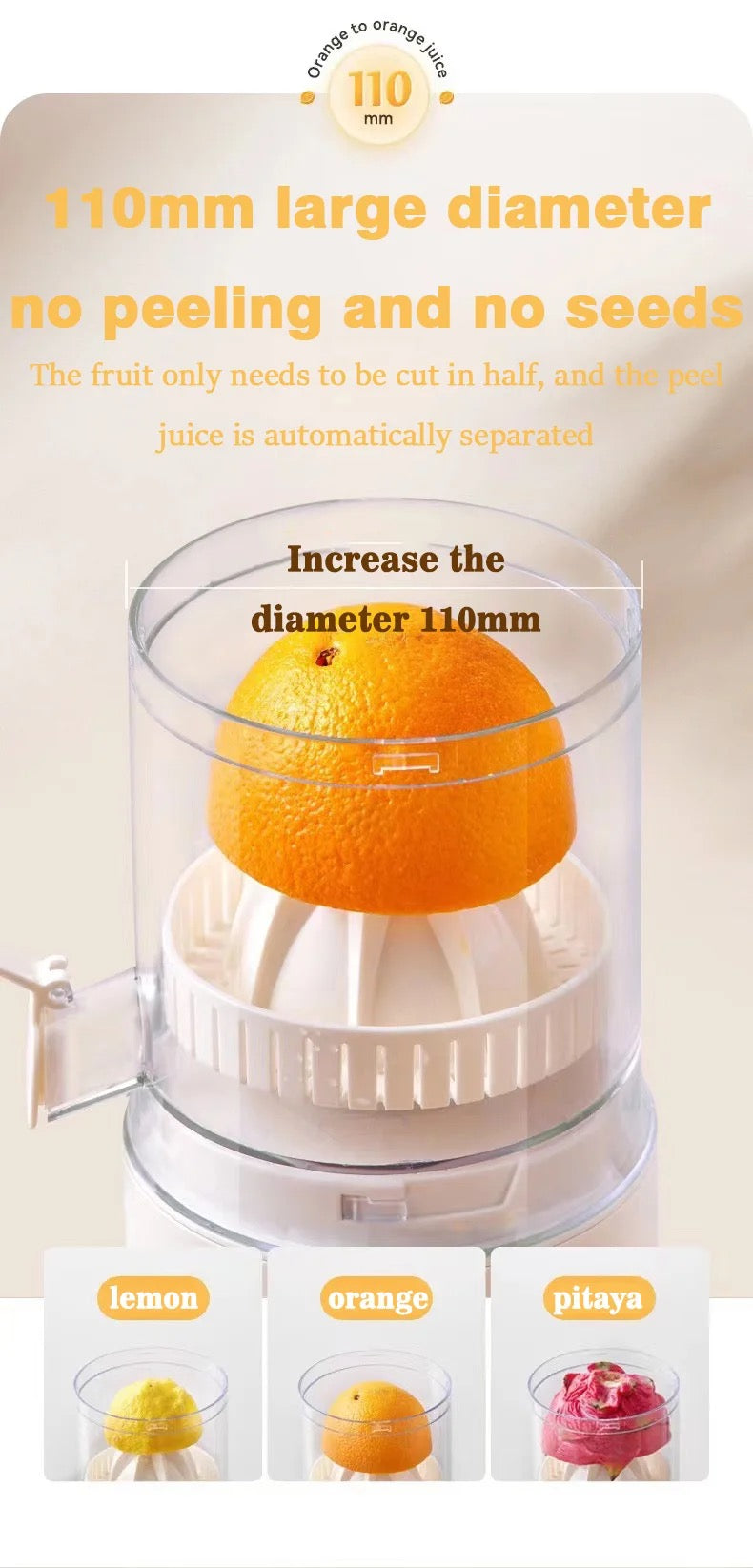INNOVATIVE Electric Juicer Machines 45W, Citrus Juicer Squeezer Cordless Portable Small Cold Pressed Lemon Juicer Machine Zester for Lime, Orange, Grapefruit, Easy Clean USB Type-C Chargeable, 40 juices, 1500mAh