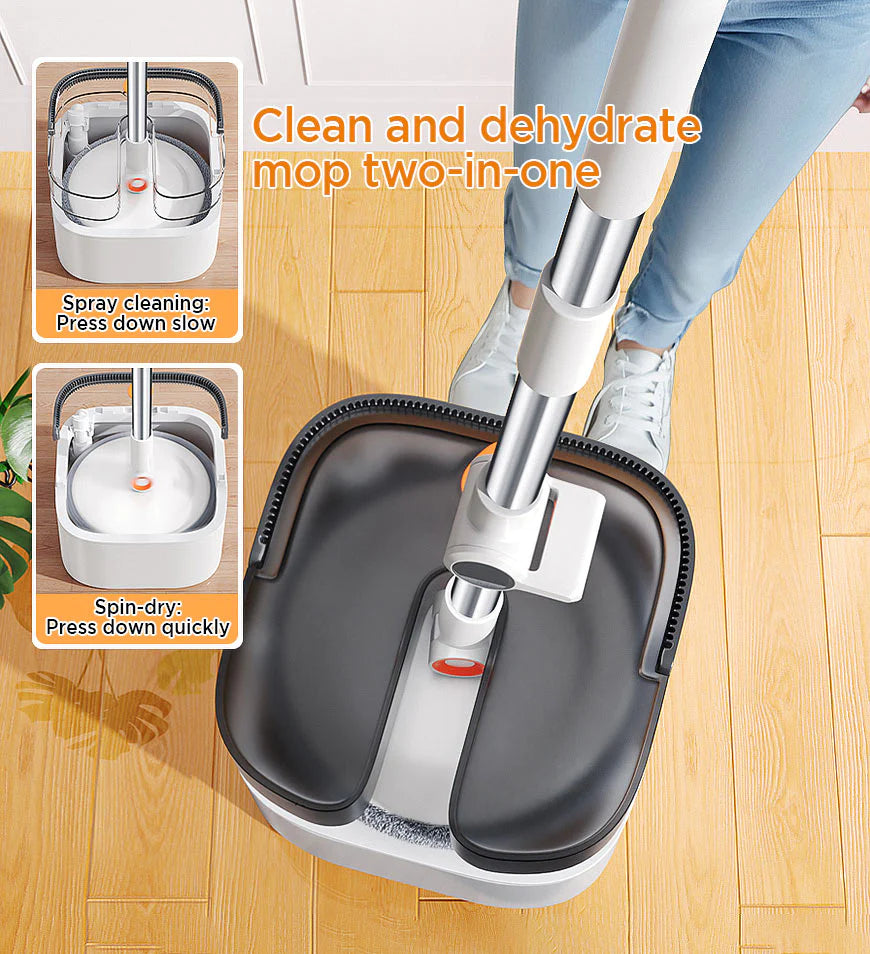 INNOVATIVE V2 360° Spin Round, Triangle , Square Mop and Bucket with 6 microfiber Replaceable Mop Pads with Self Separation Dirty and Clean Water System, Self Wringing Rotating Mop-Head for Hardwood Tile Marble Floors