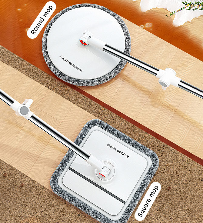 INNOVATIVE V2 360° Spin Round, Triangle , Square Mop and Bucket with 6 microfiber Replaceable Mop Pads with Self Separation Dirty and Clean Water System, Self Wringing Rotating Mop-Head for Hardwood Tile Marble Floors