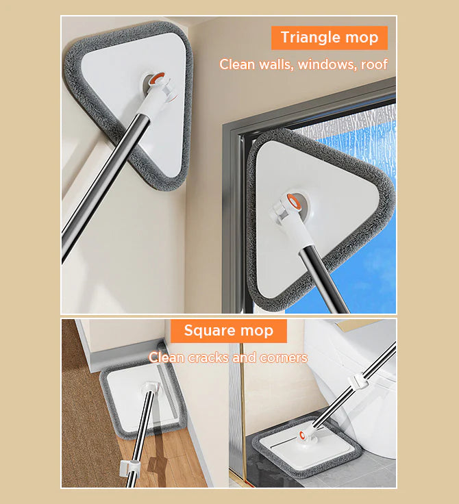 INNOVATIVE V2 360° Spin Round, Triangle , Square Mop and Bucket with 6 microfiber Replaceable Mop Pads with Self Separation Dirty and Clean Water System, Self Wringing Rotating Mop-Head for Hardwood Tile Marble Floors