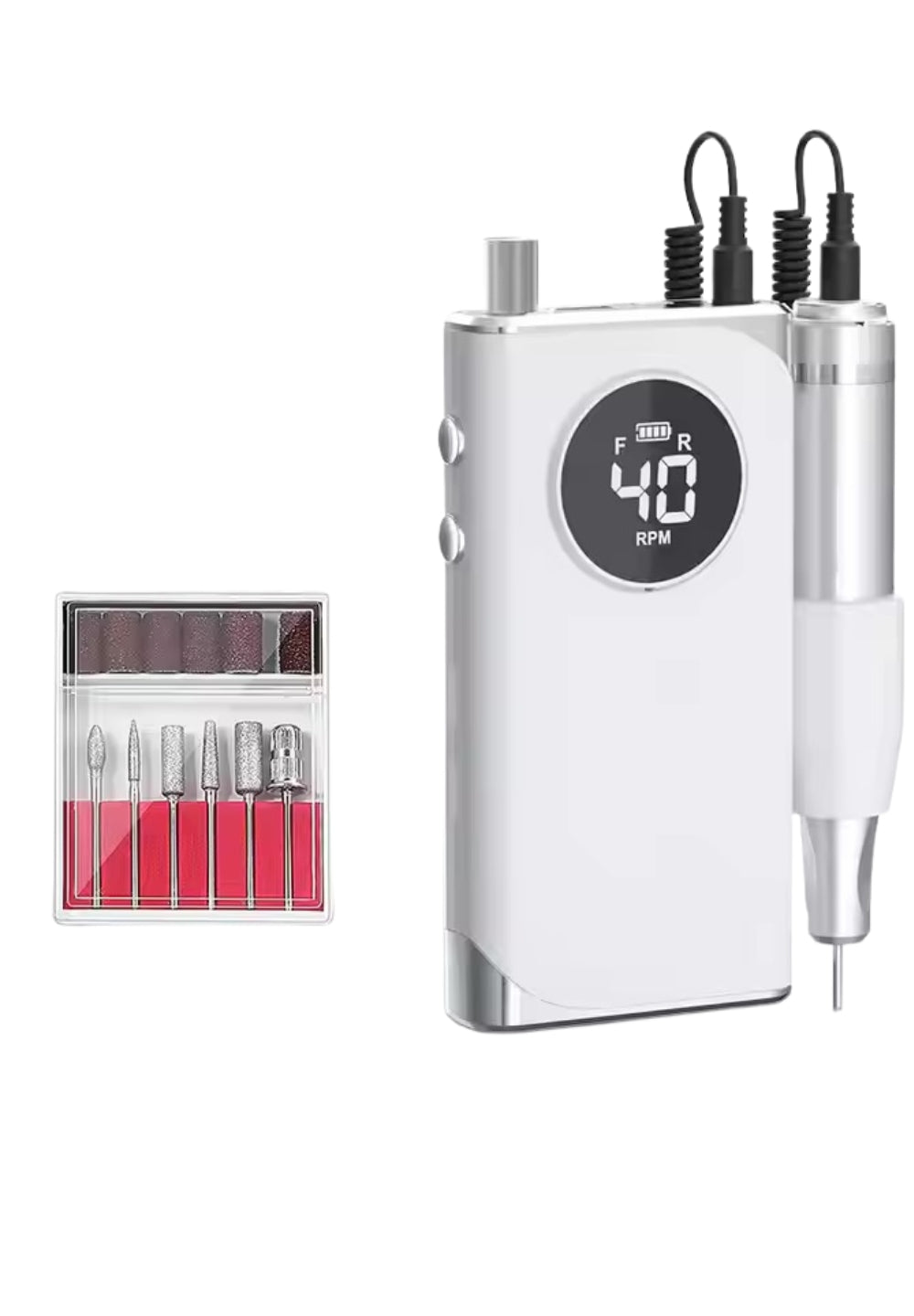 ISP 30 Watt Portable Professional LCD Nail Drill 40000RPM, Rechargeable Electric Nail File Machine EFile For Acrylic Nails Gel Polishing Removing Cordless EFile Kit with Bit Kit for Manicure,Salon & Home