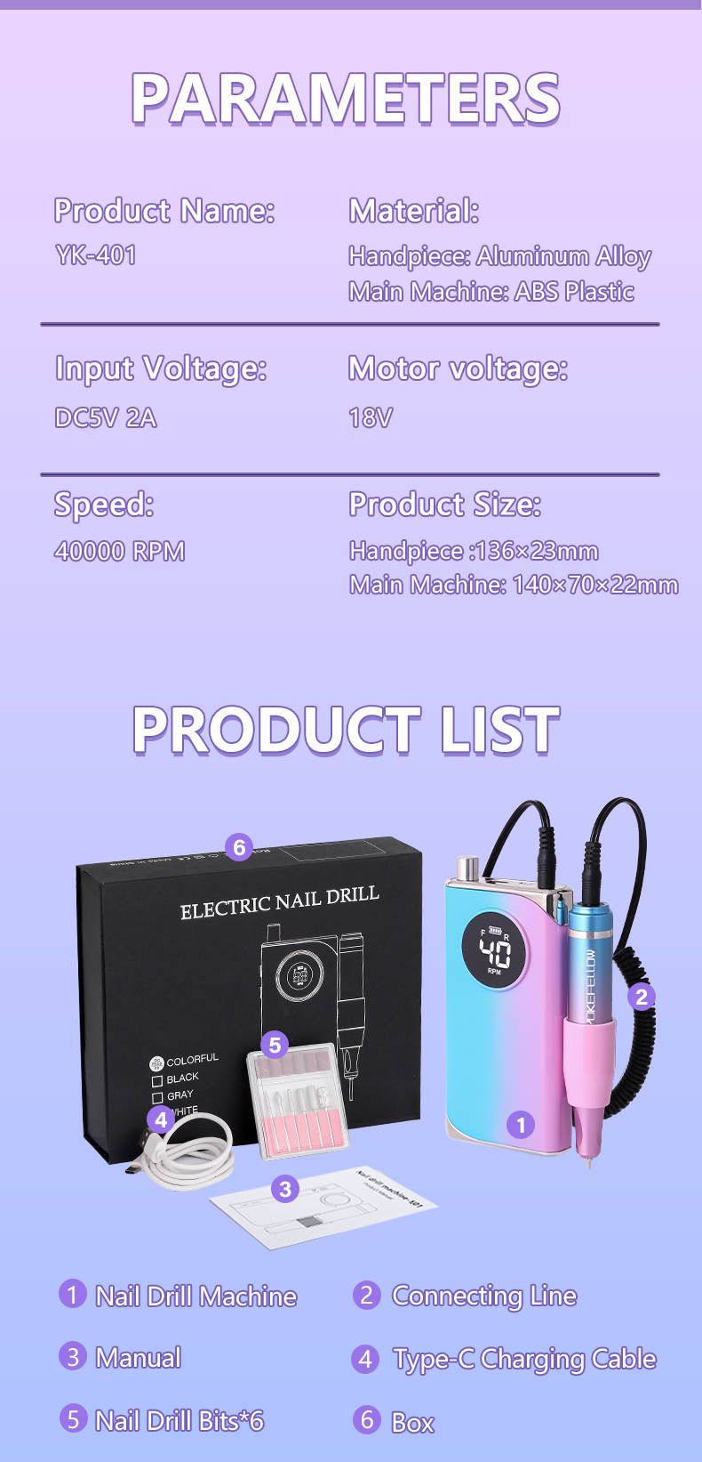 ISP 30 Watt Portable Professional LCD Nail Drill 40000RPM, Rechargeable Electric Nail File Machine EFile For Acrylic Nails Gel Polishing Removing Cordless EFile Kit with Bit Kit for Manicure,Salon & Home