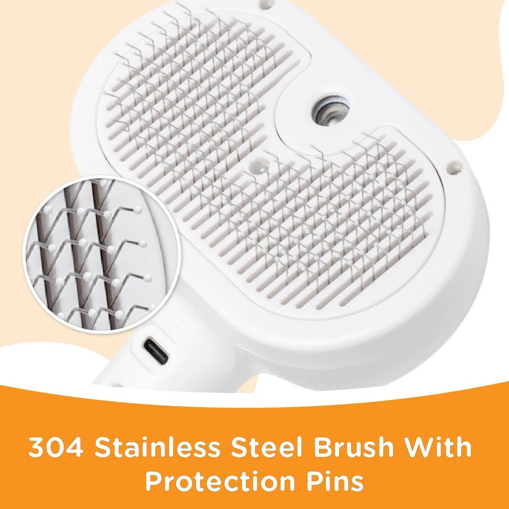 Steamy Cat Brush 3-In-1 Cat Steamy Brush, Rechargeable self-cleaning ,Pet Hair Removal Comb Removing Tangled and Loose Hair
