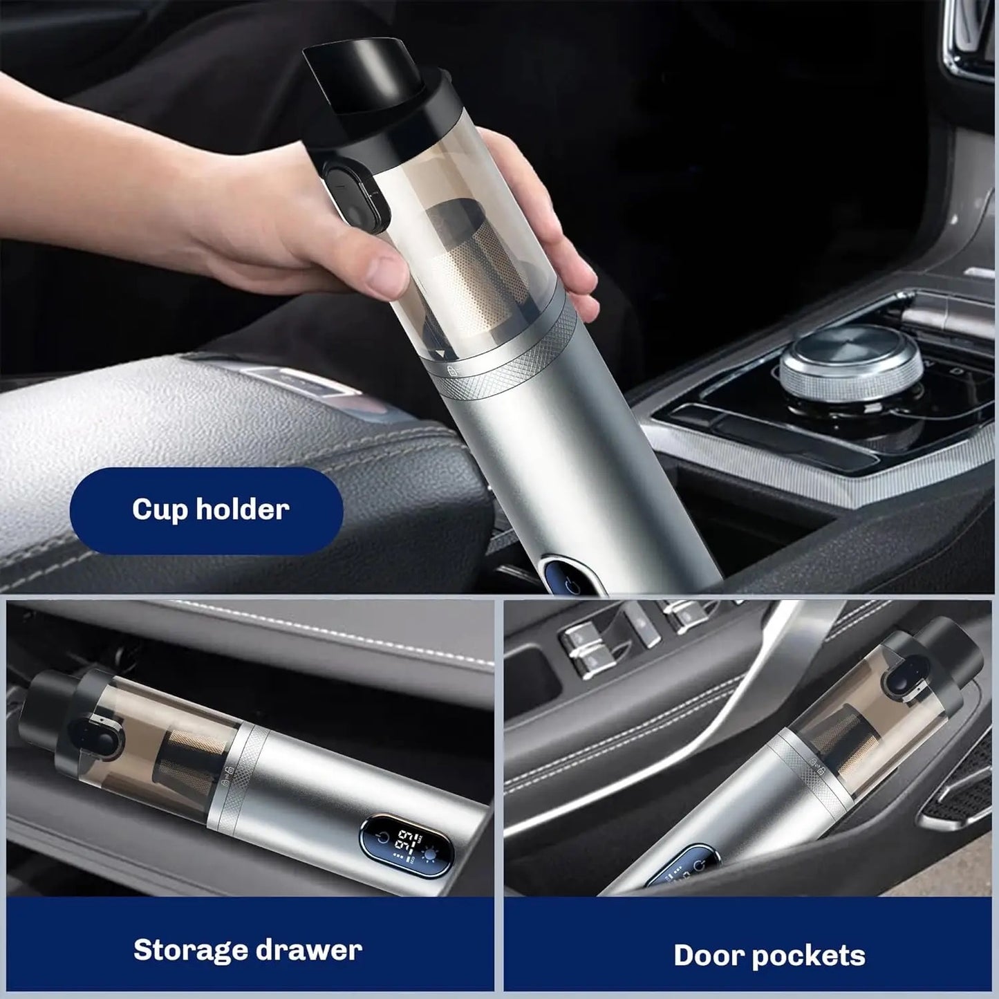 INNOVATIVE Slim S1 Cordless LED Vacuum, 13kpa/90W, 1.6LBS Lightweight, 2H Fast Charge, 30 Minutes Runtime, Detailed Clean Portable Mini Vacuum for Car Home Cleaning- (3-in-1, Blue)
