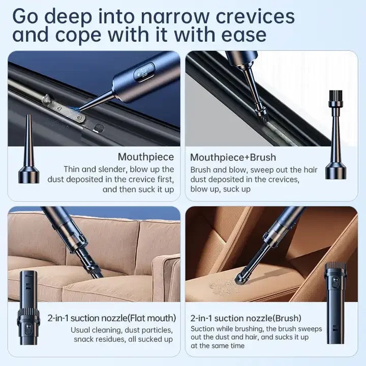 INNOVATIVE Slim S1 Cordless LED Vacuum, 13kpa/90W, 1.6LBS Lightweight, 2H Fast Charge, 30 Minutes Runtime, Detailed Clean Portable Mini Vacuum for Car Home Cleaning- (3-in-1, Blue)