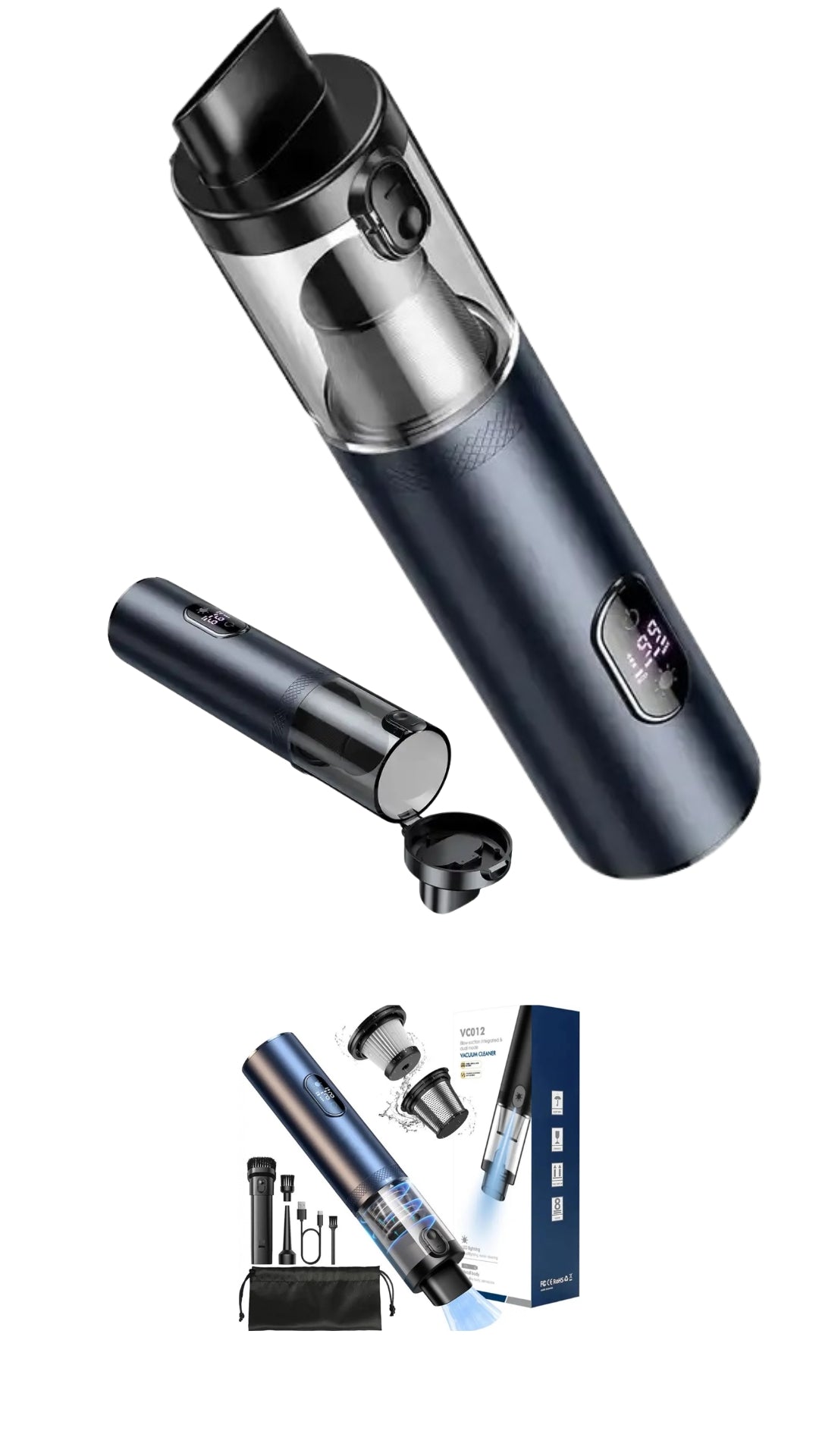 INNOVATIVE Slim S1 Cordless LED Vacuum, 13kpa/90W, 1.6LBS Lightweight, 2H Fast Charge, 30 Minutes Runtime, Detailed Clean Portable Mini Vacuum for Car Home Cleaning- (3-in-1, Blue)