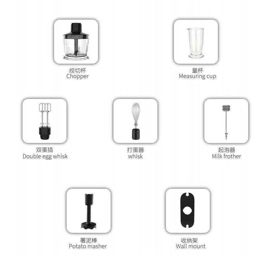 ISP 6-IN-1 Hand Blender, Immersion Smart Stick, Variable Speeds,Titanium Plated Blade, 1000W Mixing Beaker BPA-Free