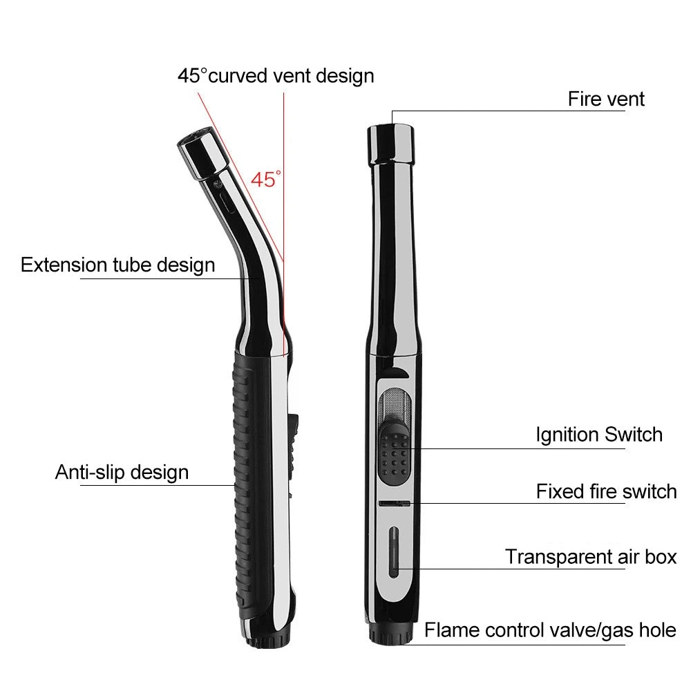 Wind proof gas inflatable adjustable jet flame multipurpose lighter