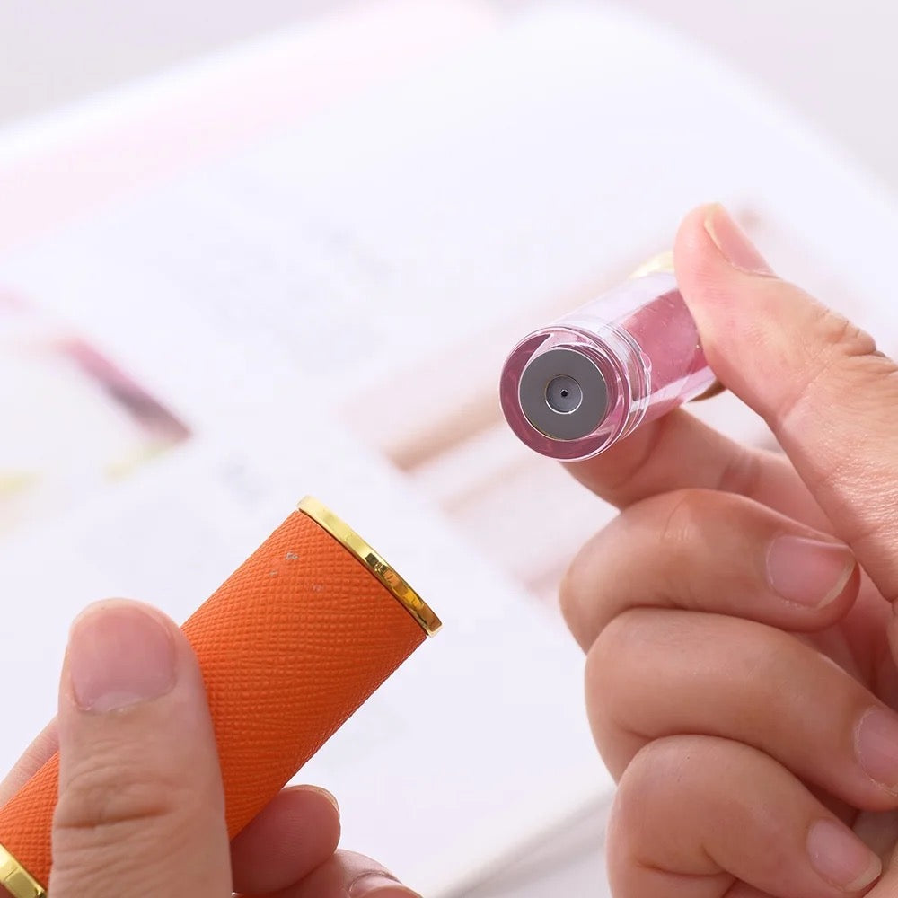 5ml Aluminum leather luxury portable traveling perfume pump bottle spray (8pcs)