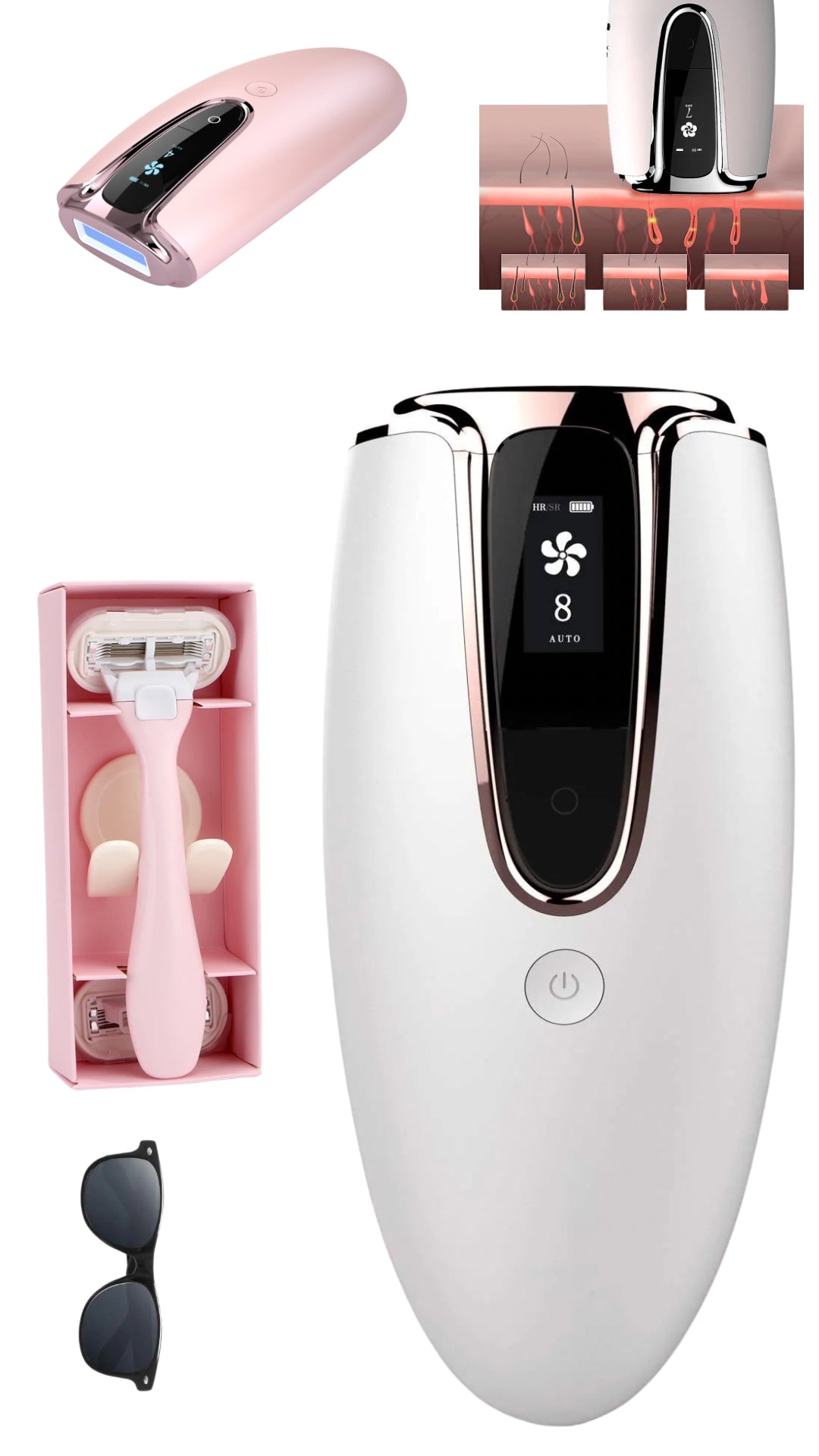 INNOVATIVE Long-lasting Laser Hair Removal Device for Women & Men, Skin i·Expert, at Home Hair Removal, , 2in1 IPL Laser Hair Removal & Skin Rejuvenation Handset with Goggles & Shaving stick for Clinical Results in 10 Weeks