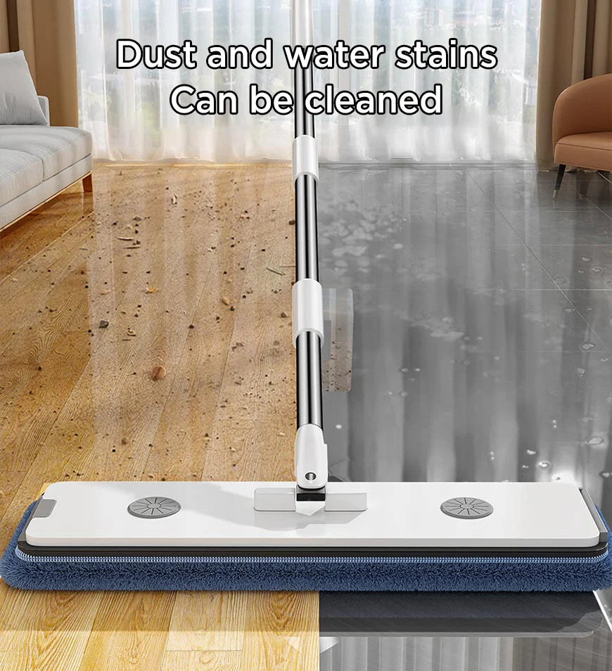 INNOVATIVE V1 Mop and Dual Water Separation Bucket Dry & Wet Wringer Set - Rotating Deep Clean Wide Mop with 5 Reusable Microfiber Pads - Hands-Free Floor Cleaning System - All Floor Types - White