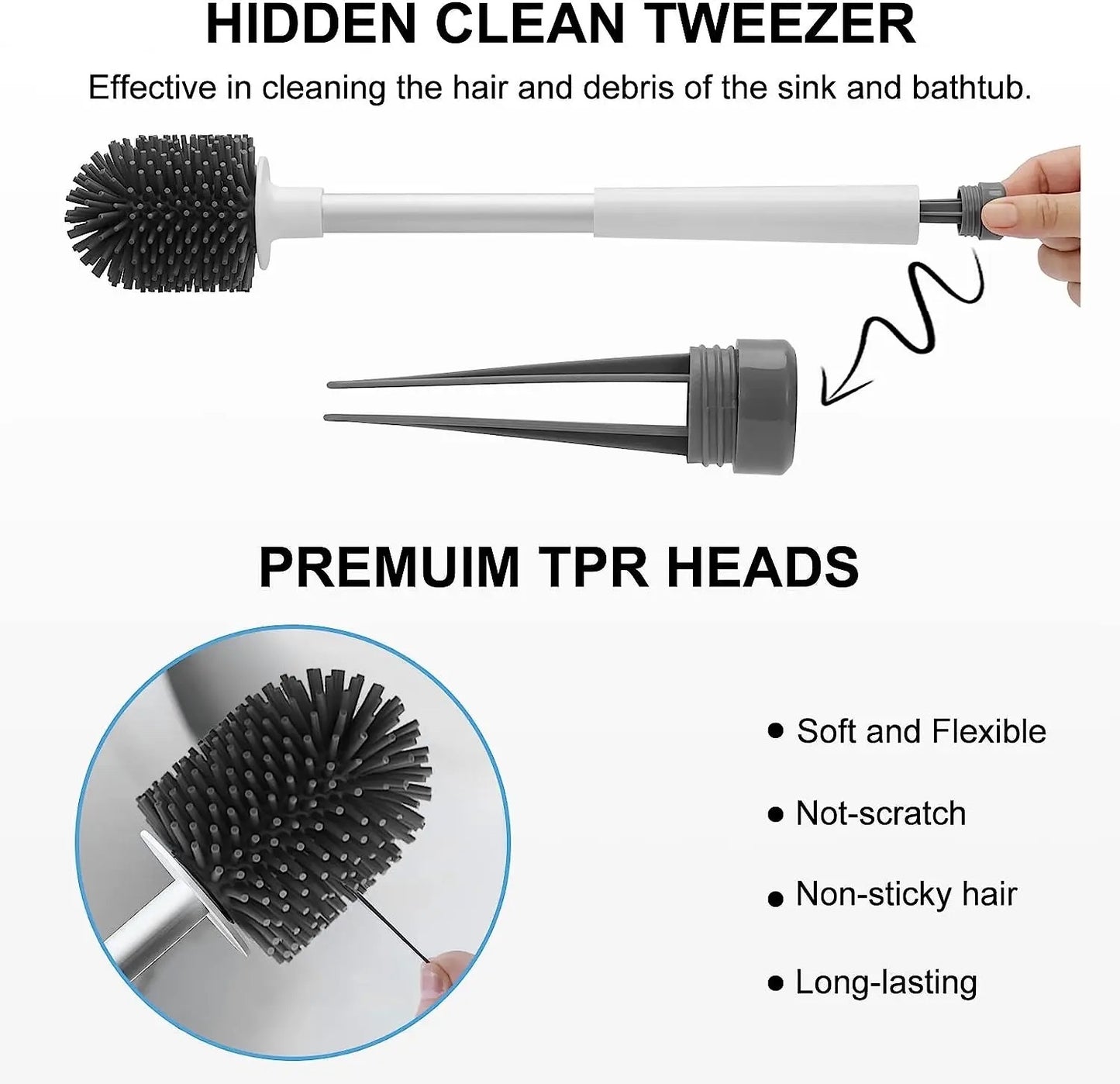 INNOVATIVE Premium TPR Bristle Silicone Toilet Brush With Holder