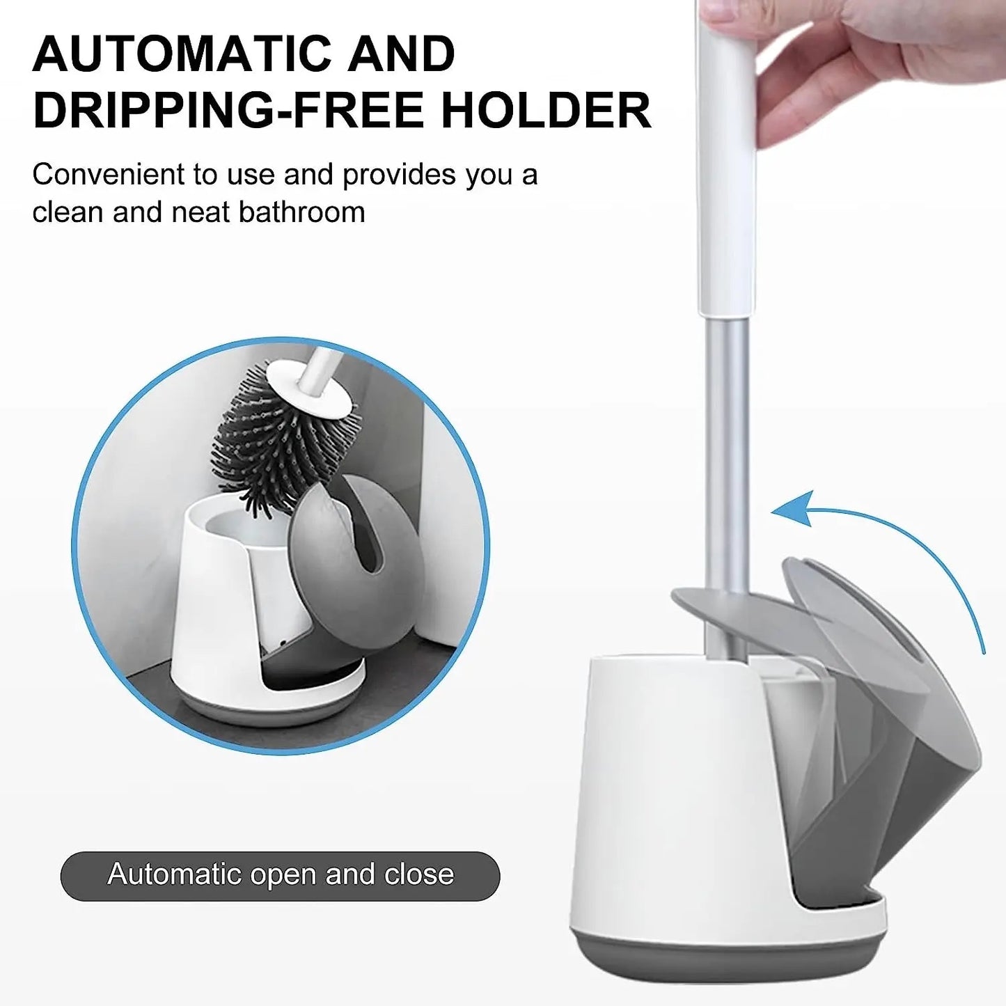 INNOVATIVE Premium TPR Bristle Silicone Toilet Brush With Holder