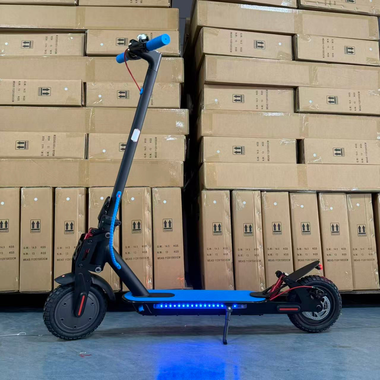 INNOVATIVE 9” inches EV Scooter Upgraded Dual Shock Absorber Brushless Electric Motor 350Watt Motor(18mph/30km/h) LED Display Preview Speed At Any Time, With Seat , Side Step LED Strip - Headlight & Tail Light Commuting Electric Scooter for Adults