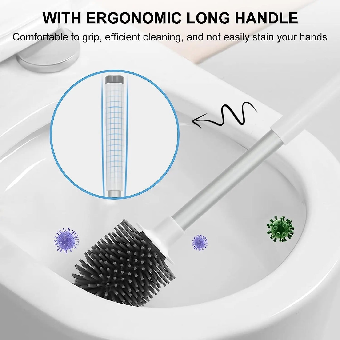 INNOVATIVE Premium TPR Bristle Silicone Toilet Brush With Holder