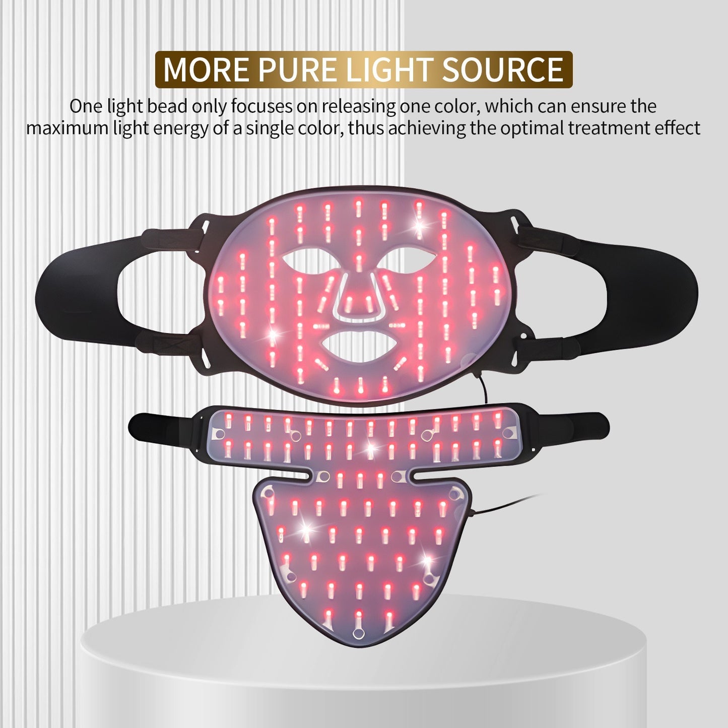 INNOVATIVE Skin LED Light Therapy Face , Neck & Chest Mask 480 Lamp Beads & Soft Mask | Red Light Therapy Treatment Device | Anti-Aging Face Mask for Wrinkle Reduction - 3000 mAh