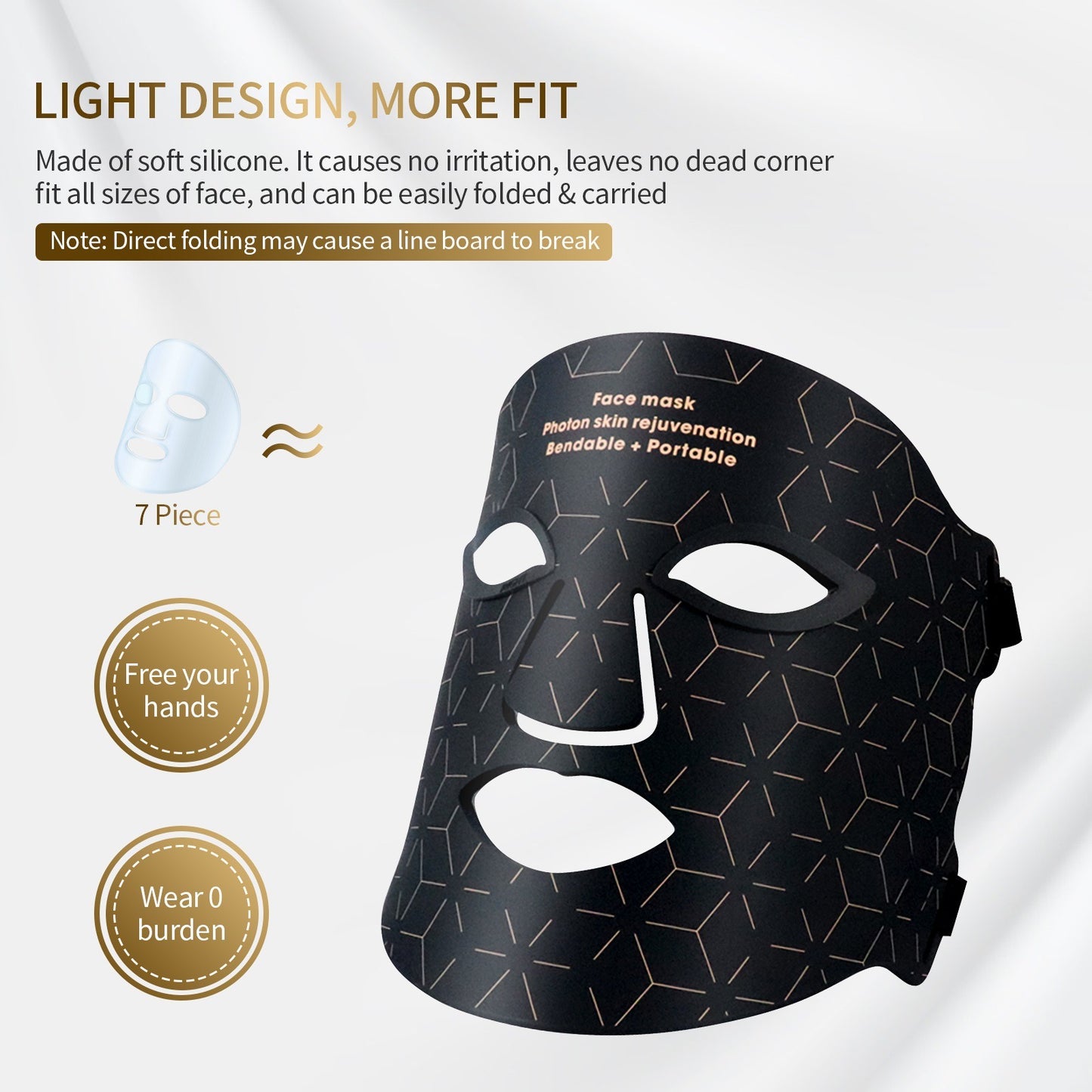 INNOVATIVE Skin LED Light Therapy Face , Neck & Chest Mask 480 Lamp Beads & Soft Mask | Red Light Therapy Treatment Device | Anti-Aging Face Mask for Wrinkle Reduction - 3000 mAh