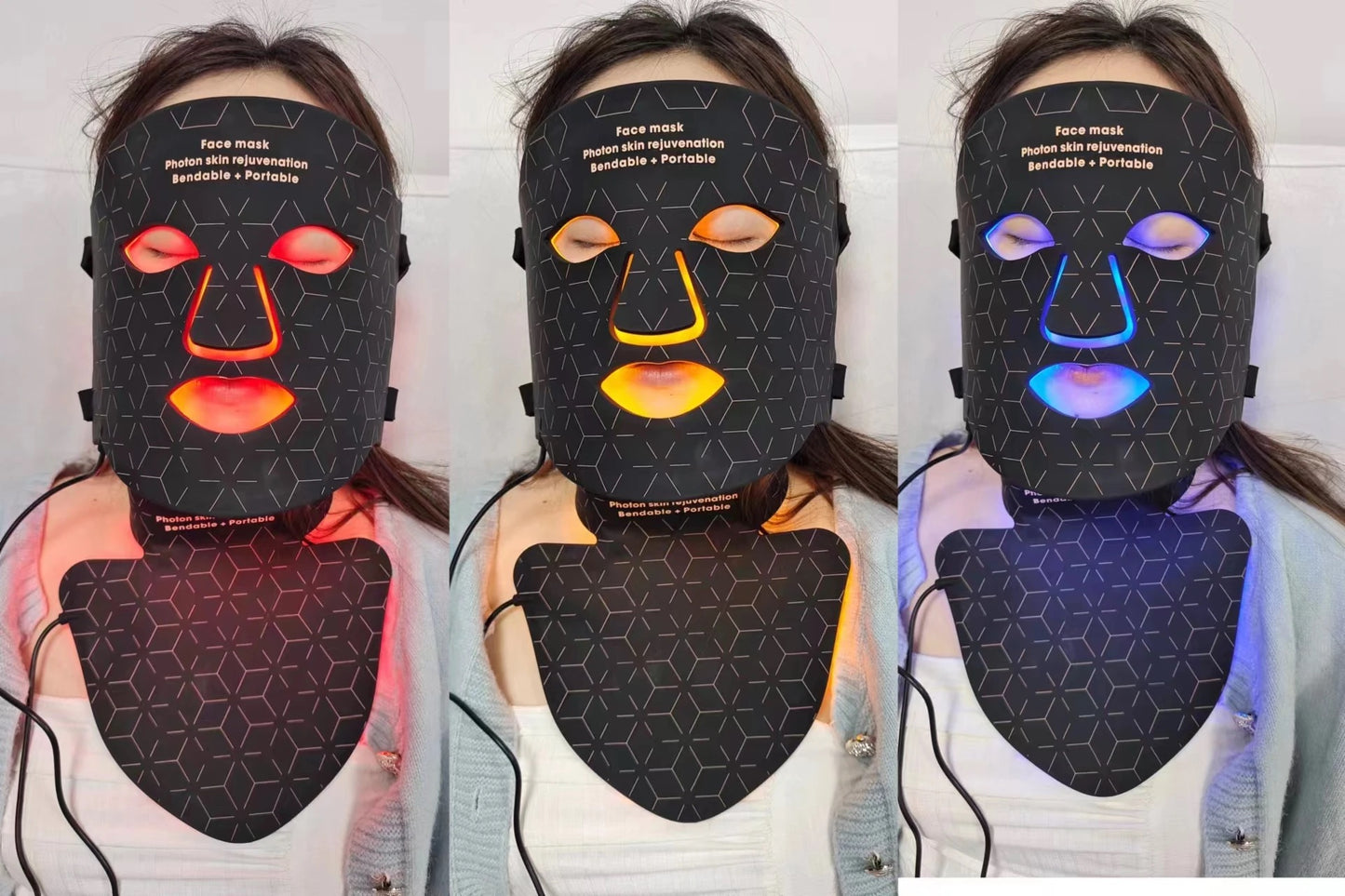 INNOVATIVE Skin LED Light Therapy Face , Neck & Chest Mask 480 Lamp Beads & Soft Mask | Red Light Therapy Treatment Device | Anti-Aging Face Mask for Wrinkle Reduction - 3000 mAh