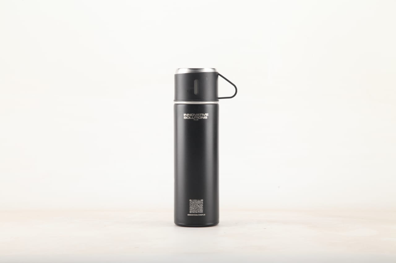 Eco friendly Stainless Steel 500ml/ 16.9oz infused 304 stainless steel vacuum thermos insulated water bottle 3 cups for Coffee, Hot Drink and Cold Drink Water Flask with Free Brush