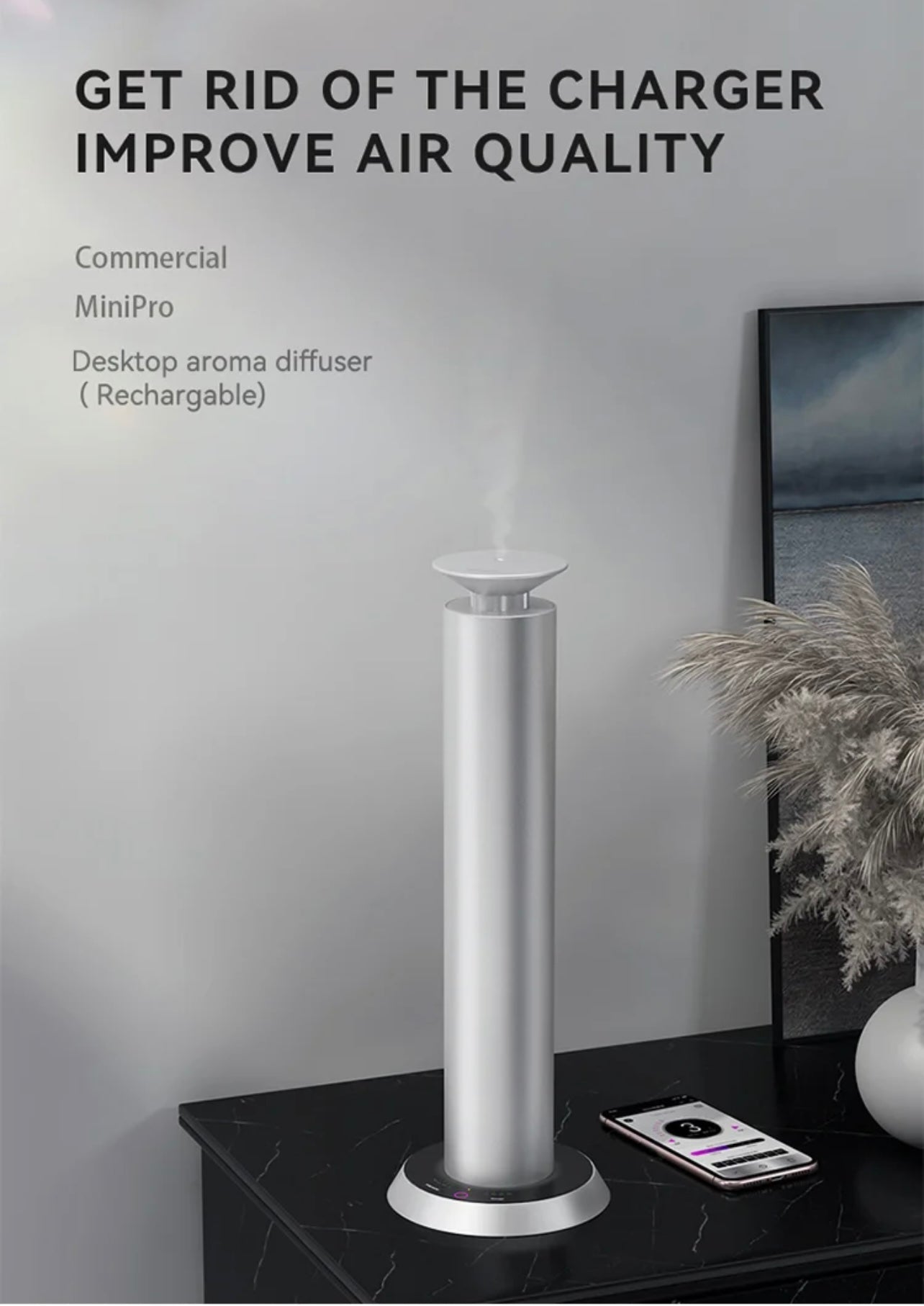 Calm Candles Essential - Aroma Diffuser - Studio - Therapeutic Aromatherapy - Cold-Air Diffusion Technology - 3230 sq. ft. Coverage - Red Dot Award Winning Waterless Air Diffuser for Home, Office & Hotel (Stainless Steel )