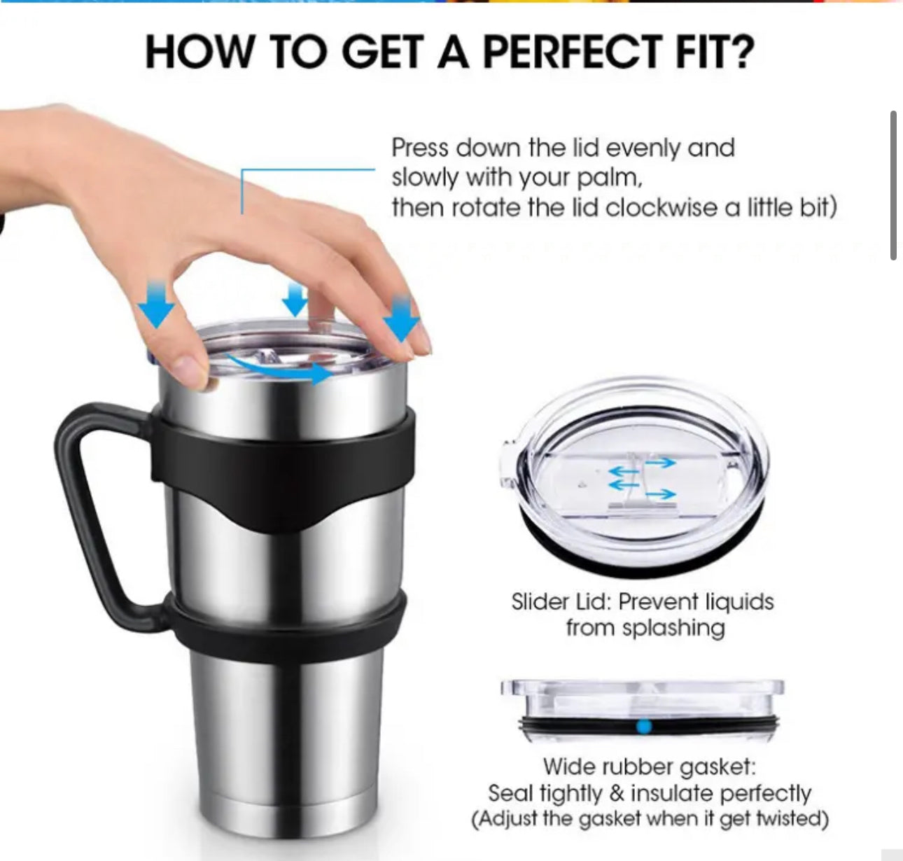 ISP Thermo 30 oz/887 ML Stainless Steel Vacuum Insulated Tumbler Cup w/ Removable Handle & Straw Coffee Ice Cup Double Wall Vacuum Coffee Cup Thermal Cups for Hot and Cold drinks, Suitable for Beach, Travel, Party, Office