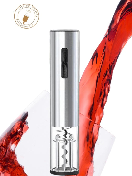 Cordless stainless steel cork wine opener