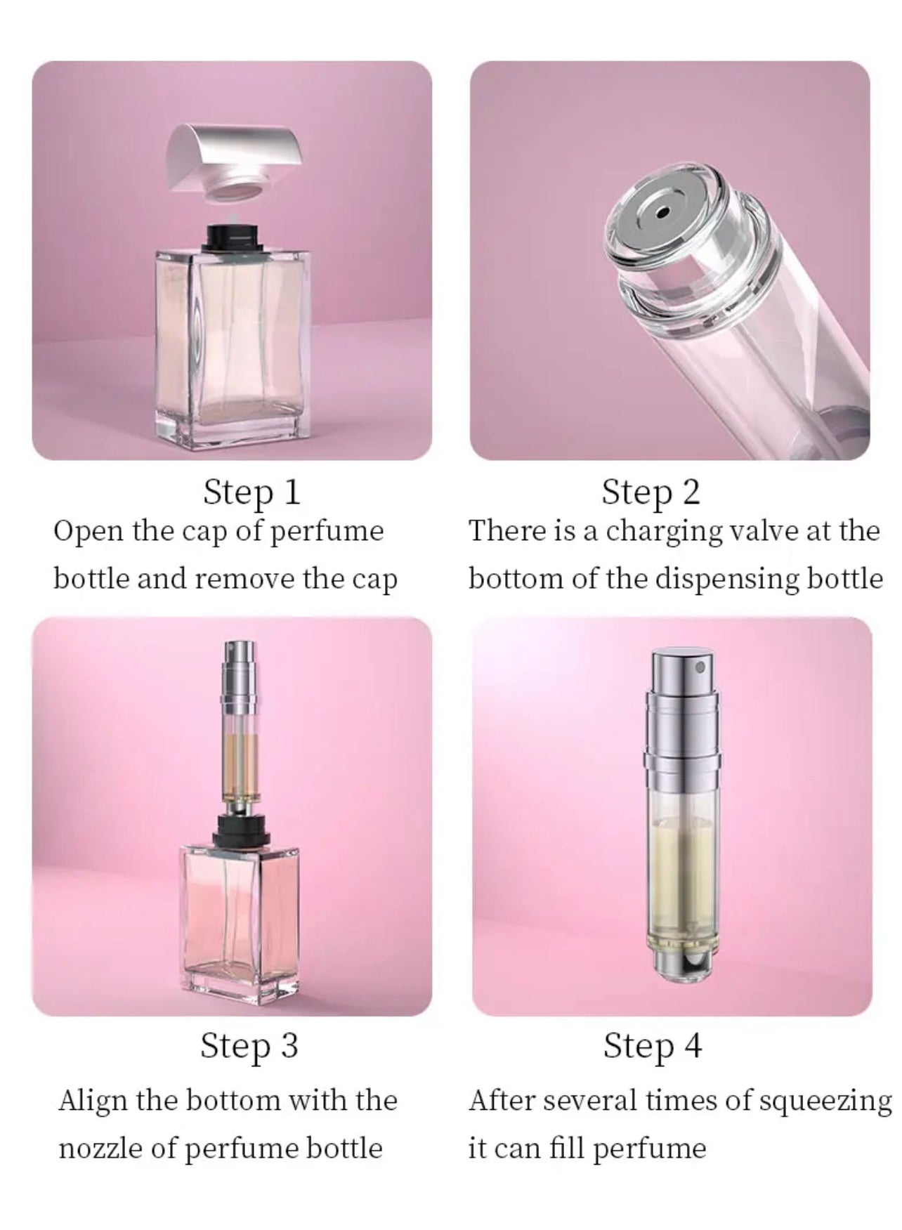 5ml Aluminum leather luxury portable traveling perfume pump bottle spray (8pcs)