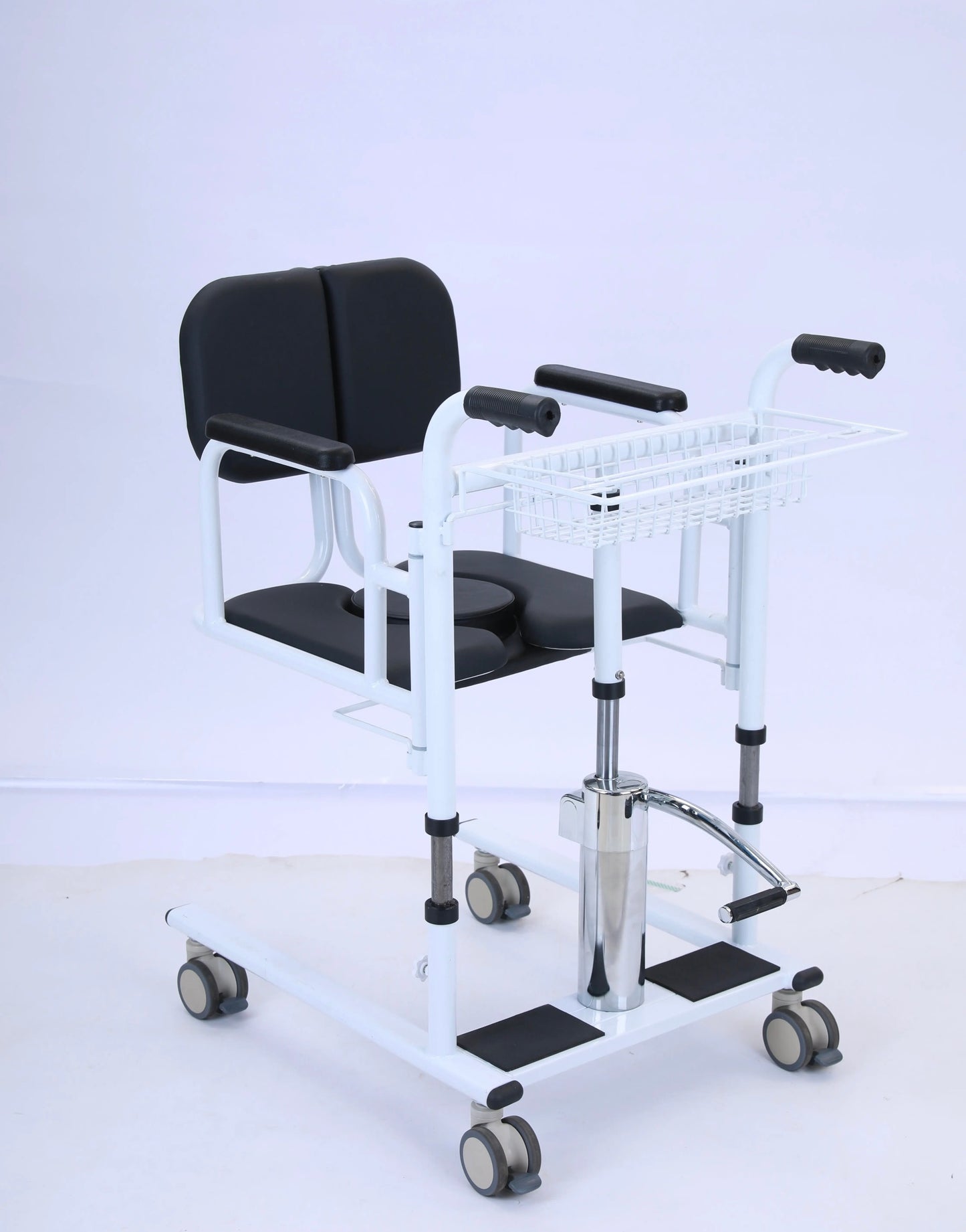 Patient Lift Transfer Machine for Home & Hospital with 180 degrees , Split Seat . Nursing Lift Wheelchair with Toilet and Tray Table