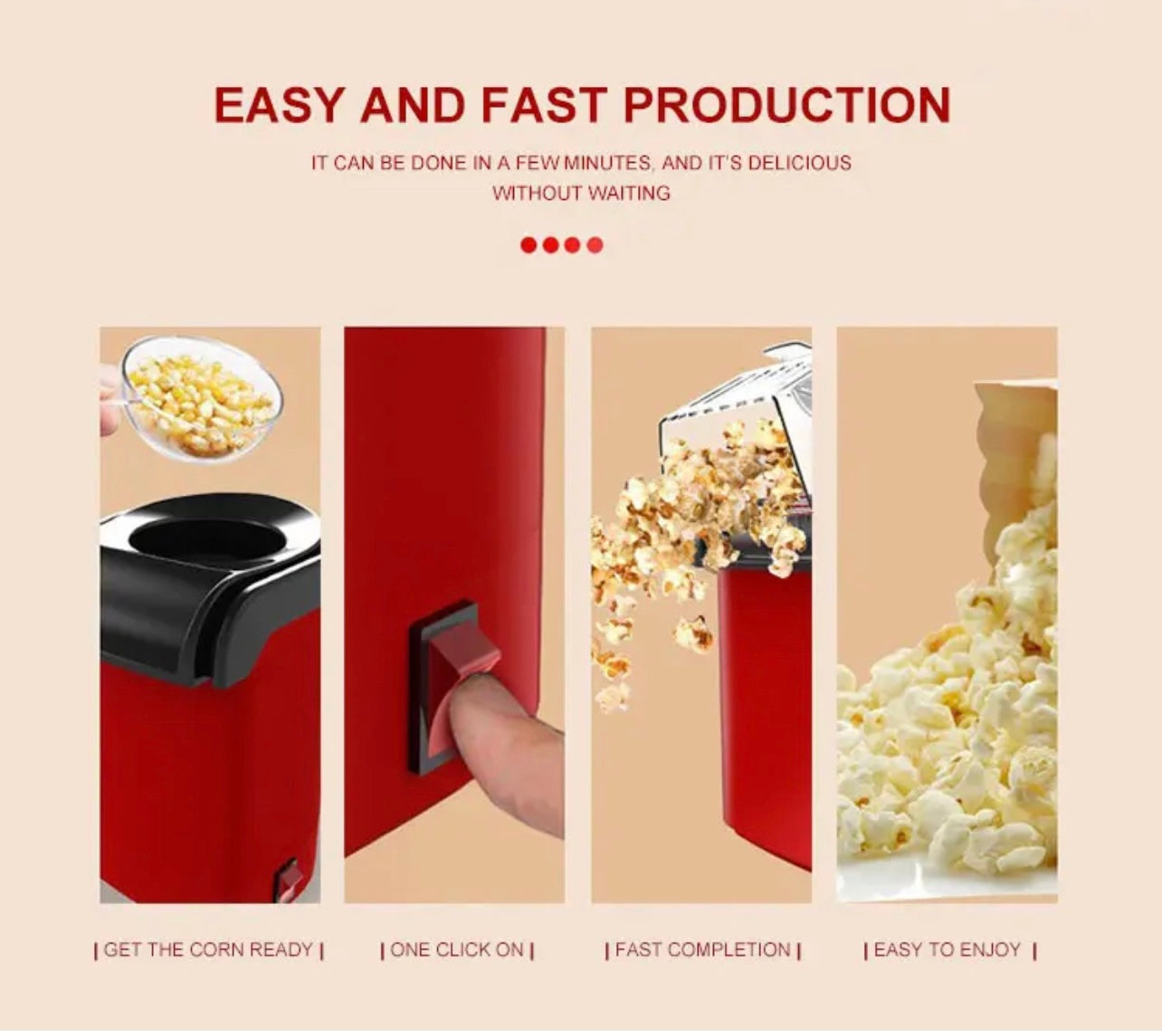 Electric automatic hot air mini popcorn maker