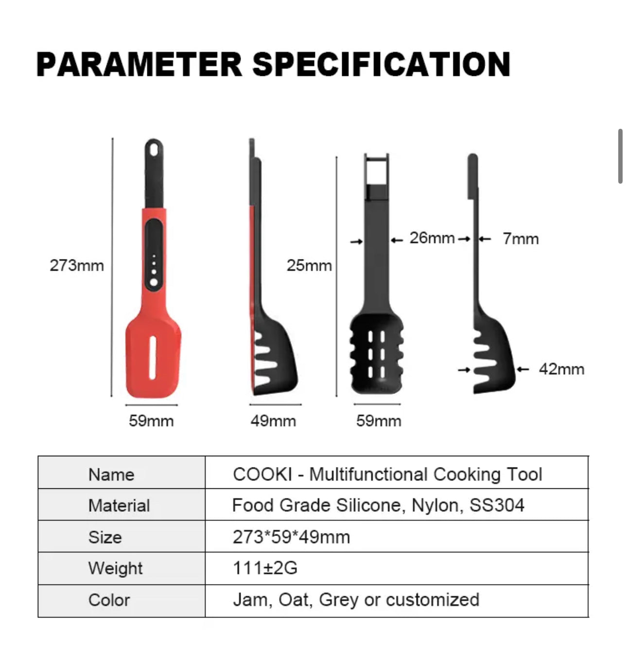 8 in 1 ISP Kitchen Spatula Spoon Set fish turner spatula set for Non Stick Cookware BPA Free Rubbermaid Spatula Set Heat Resistant Spatula for Cooking