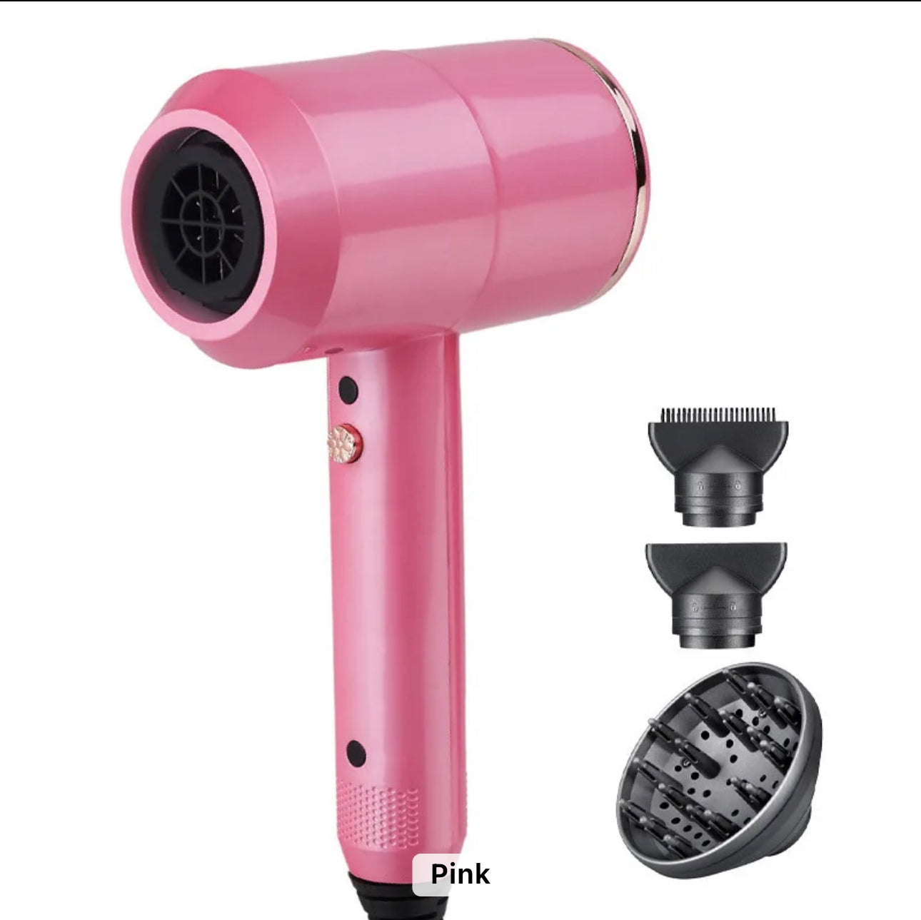 INNOVATIVE Ionic Hair Dryer, Powerful 2000Watt Fast Drying Low Noise Blow Dryer with 2 Concentrator Nozzles 1 Diffuser Attachments with comb gift for Home, Salon & Travel