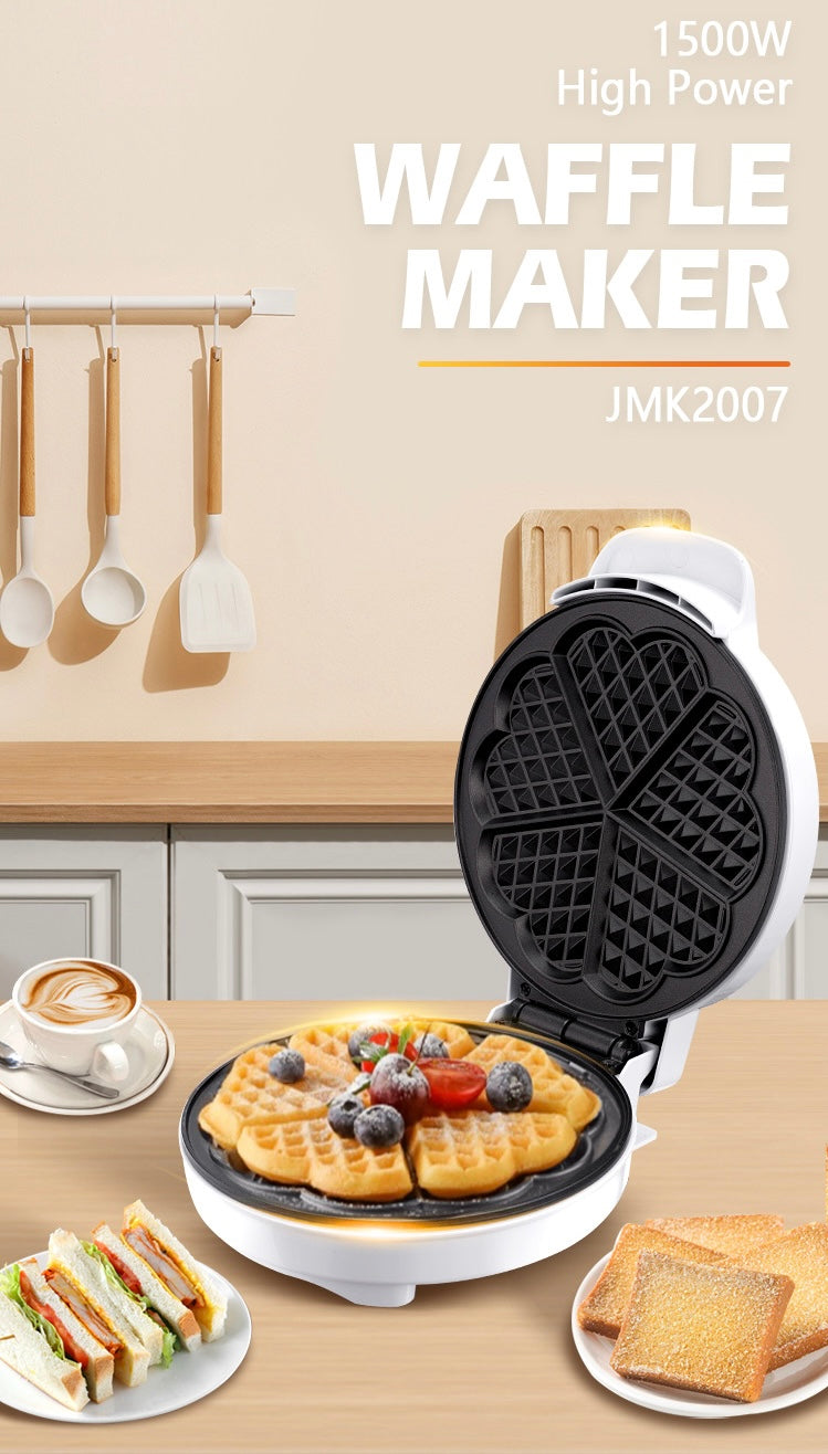 ISP 5 Slice Mini-Heart Shaped Fast 1500W Waffle Maker Machine |Stainless Steel Non-Stick Cooking Plates