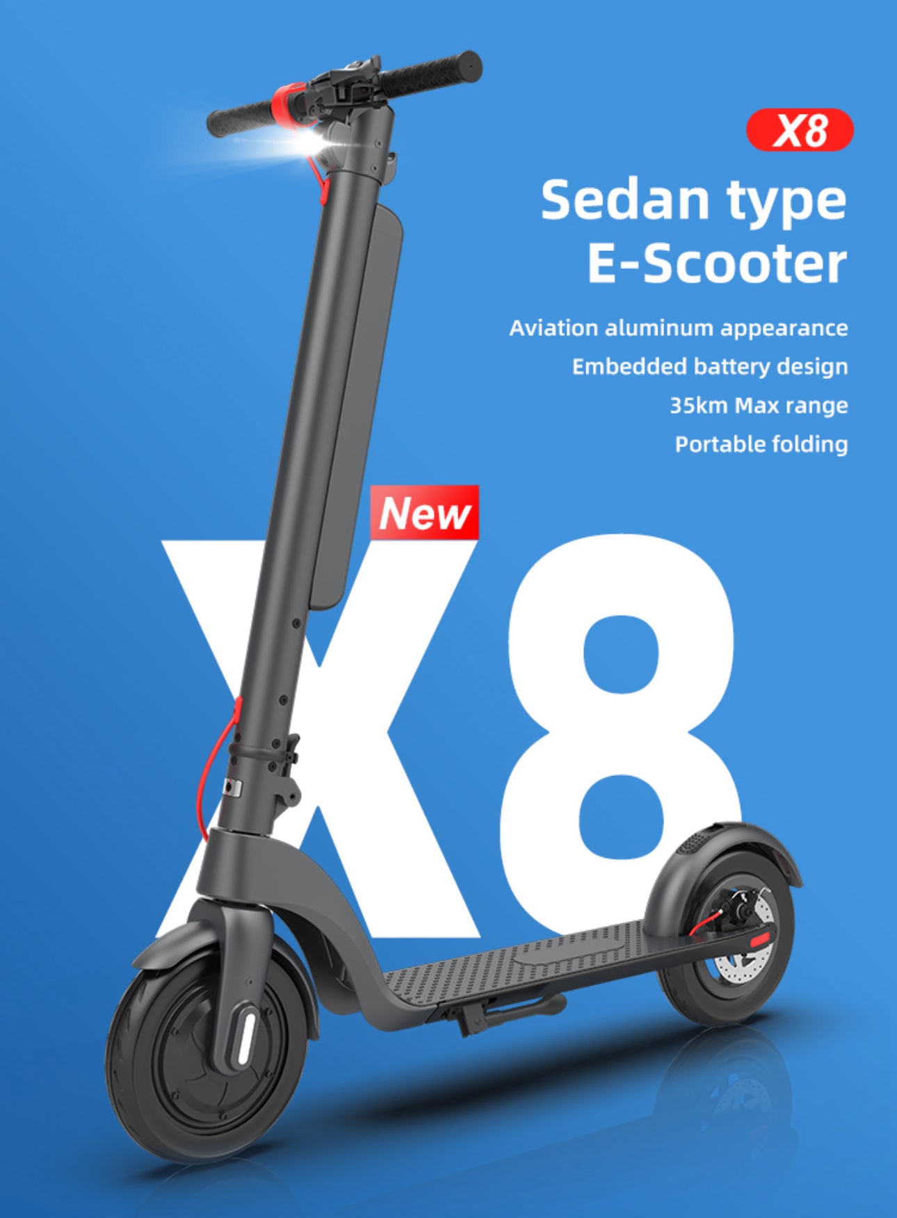 INNOVATIVE Electric Motor scooter removable battery Motor (20mph/32km/h) LED Display Preview Speed At Any Time,  40 lithium Batteries Cells , LED Headlight & Tail Light Commuting Electric Scooter for Adults