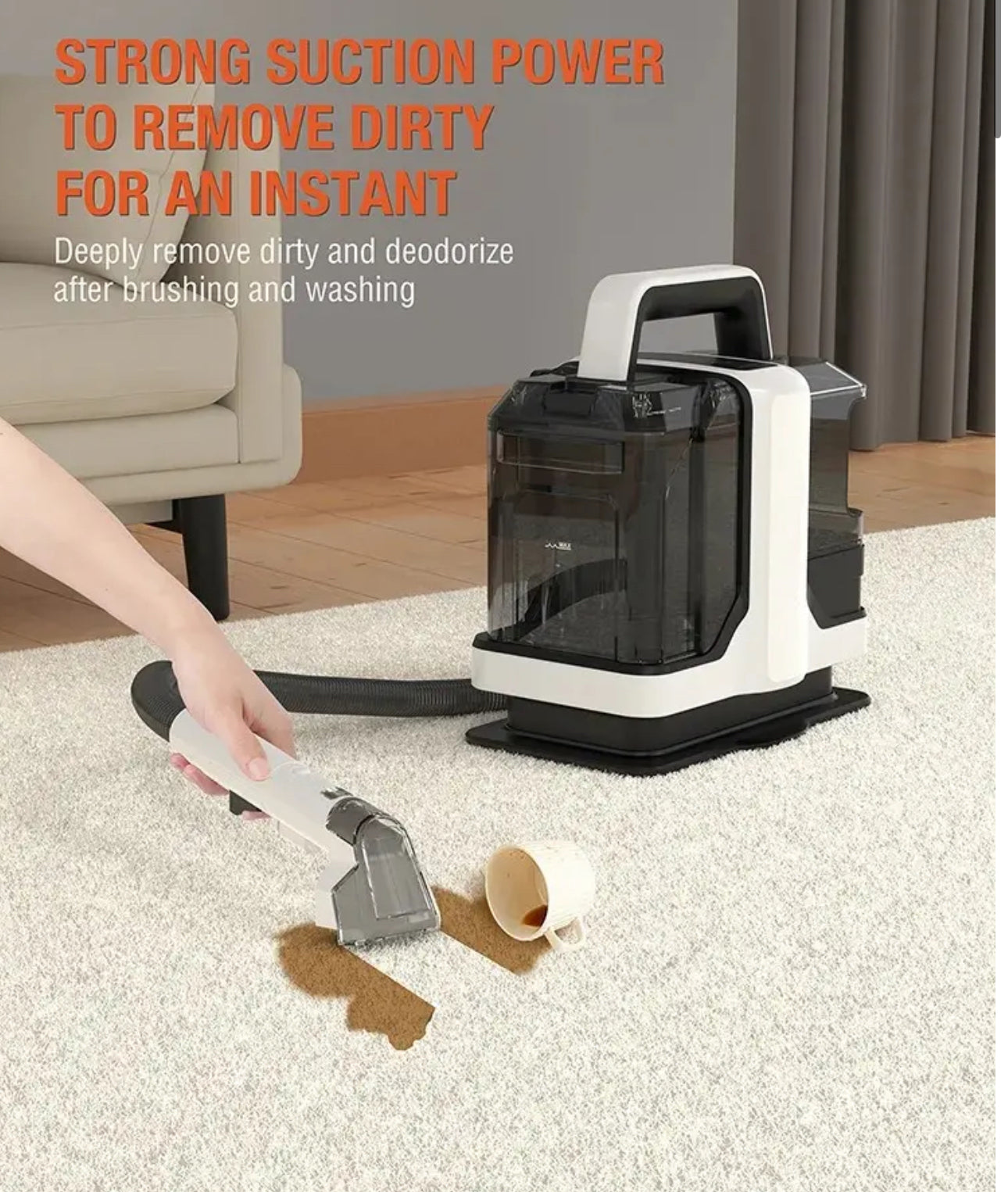 ISP Carpet Cleaner Machine, Portable Carpet & Upholstery Spot Cleaner, 18000Pa Powerful Suction Pet Stain Remover, 750W Cleaning Machines with Versatile Tools for Couches and Car Seats, Green, W05 Dirty & Clean Water Separation