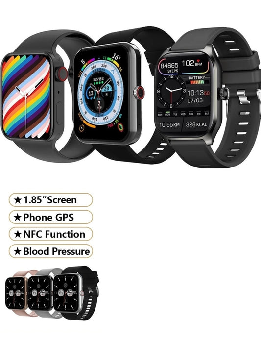 2024 ISP Smart Watch 50mm,          1.85” inchTouch Screen Aluminium Smartwatch for Android and IOS phones Fitness tracker with Heart Rate , Blood Oxygen / Sleep Monitoring, GPS, Bluetooth , NFC IP68 Waterproof watch for men and women