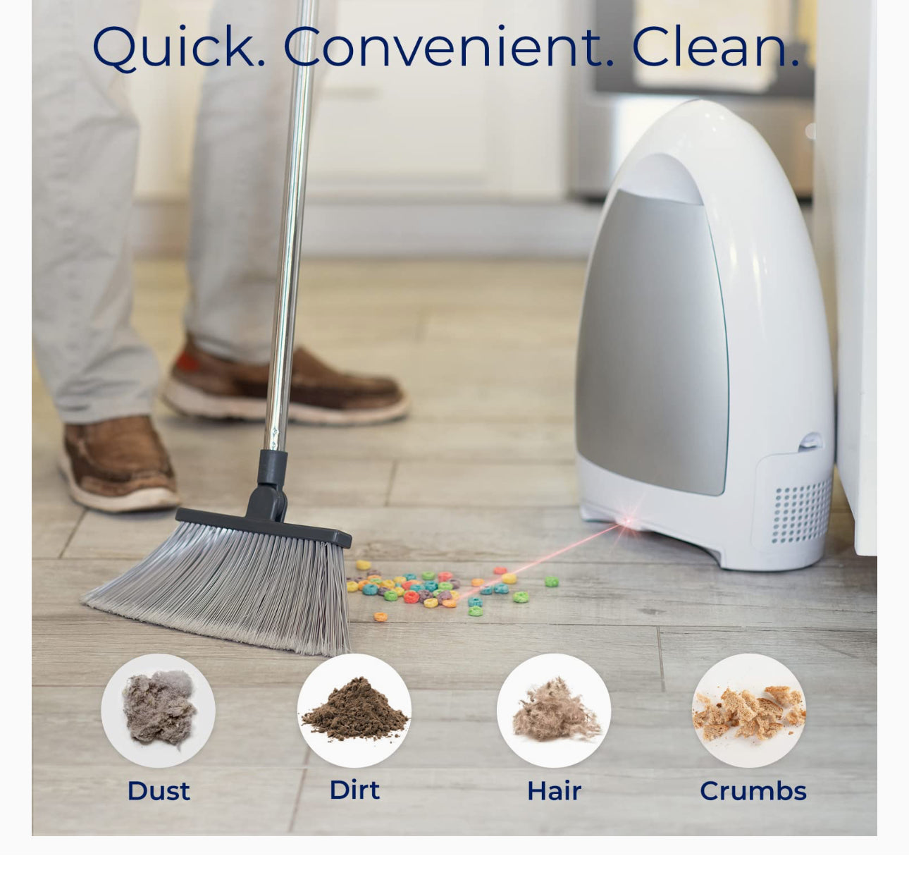 Automatic Dustpan Vacuum with Touchless Operation - Ideal for Cleaning Up Pet Hair, Food Crumbs, and Dirt in the Kitchen - High-Speed & Powerful, Corded Canister Vacuum, Bagless Design, Equipped with Automatic Sensors, 1000 Watts (White)