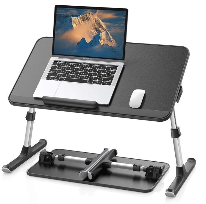 Large adjustable bed tray and laptop table with PU leather