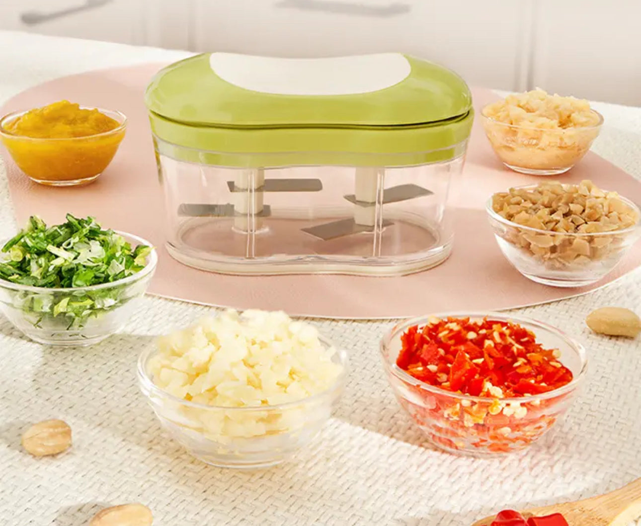 Innovative Dual Gliding Manual Food Chopper, Slicer Sliding Chopper Hand Onion Garlic Chopper, Whisk and Smoothie Blender