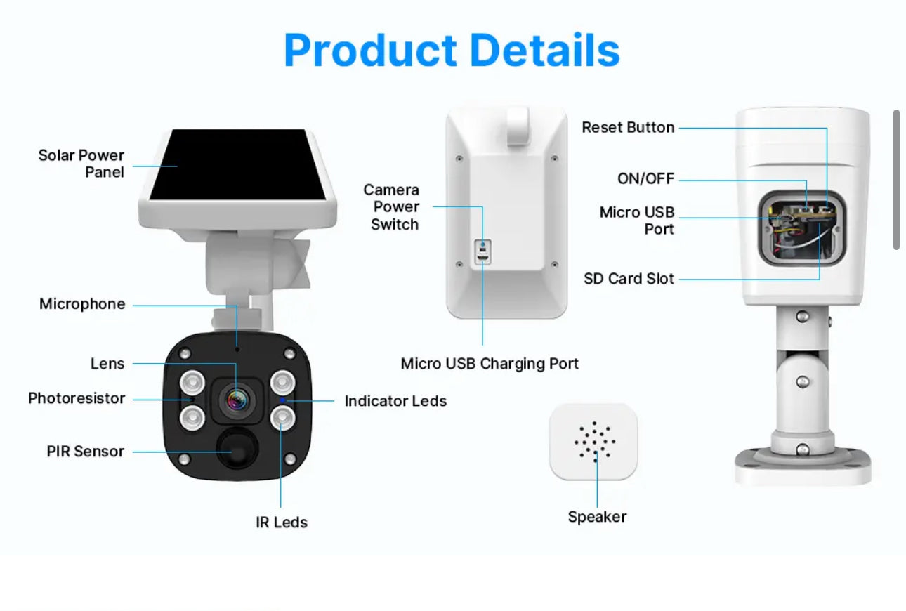 ISP Wireless IP Camera 100% Wire-Free,  Colour , Night Vision Base Station Solar Battery Powered Wireless Security Camera System- Motion Sensor | Alarm | Audio & App