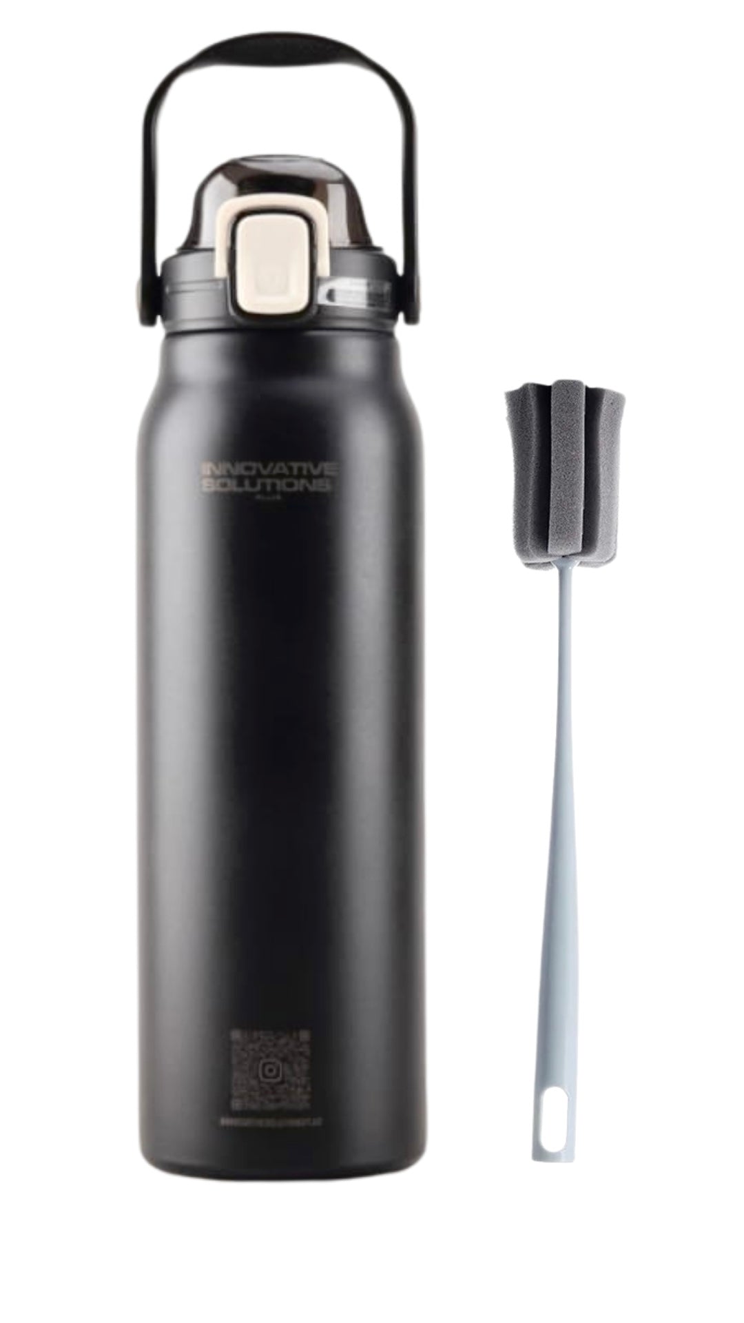 INNOVATIVE Insulated Water Bottles with Straw, 60oz Stainless Steel Metal Water Bottle , One-handed Opening Lid, BPA Free Reusable Water Bottles, Jugs, Thermos for Gym Sports Outdoors with Brush Sponge.