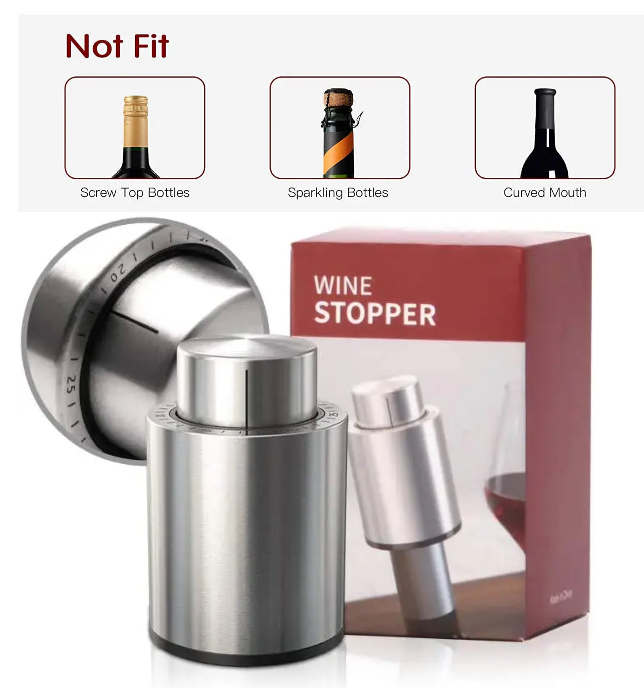 INNOVATIVE Wine Bottle Stopper, Reusable Wine Stoppers, Vacuum Wine Preserver with Time Scale Record, Wine Savers Vacuum Pump Corks Keep Wine Really Fresh, Best Gift Accessories.