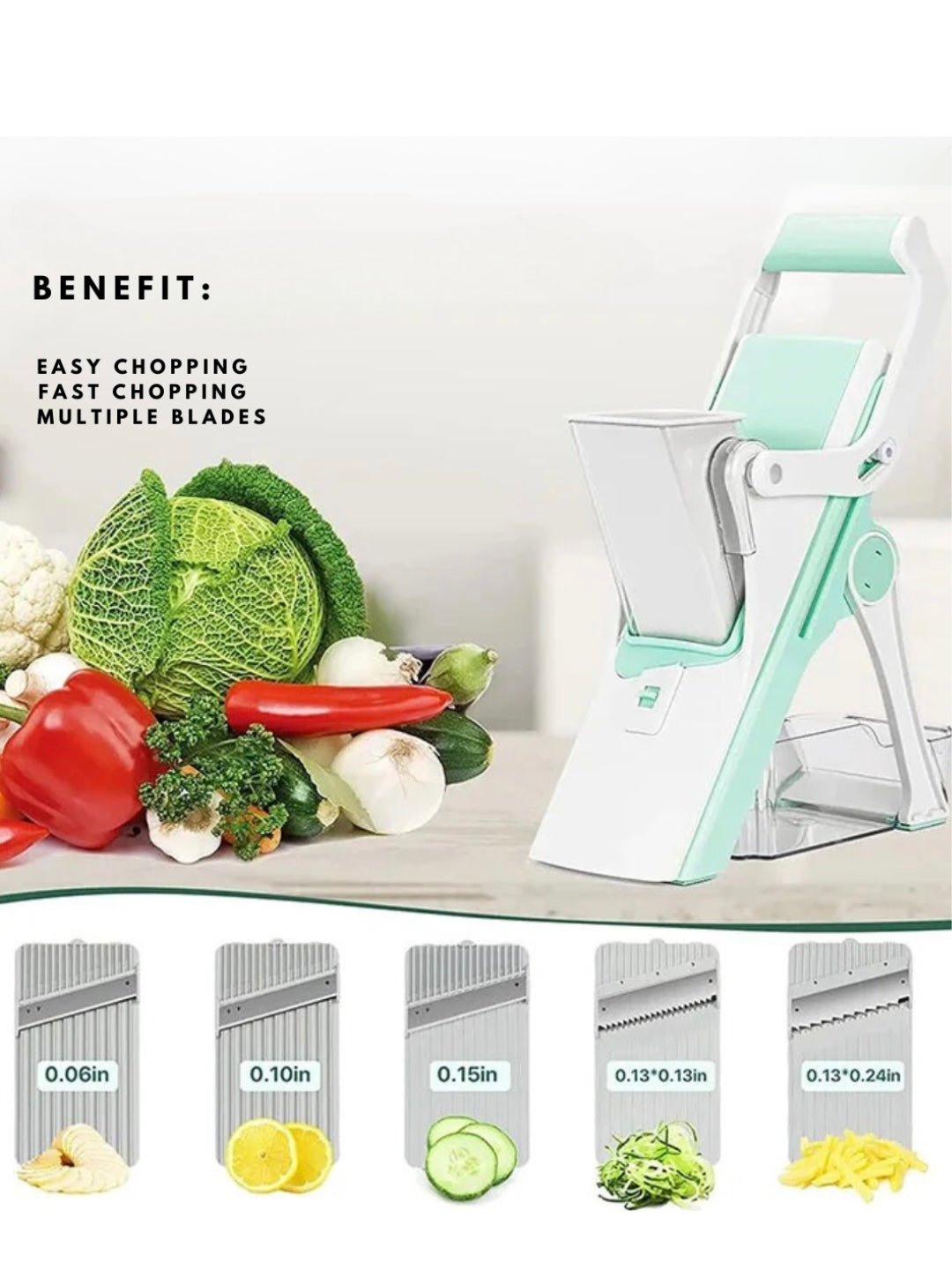 5-in-1 handheld lever design chopper and slicer 