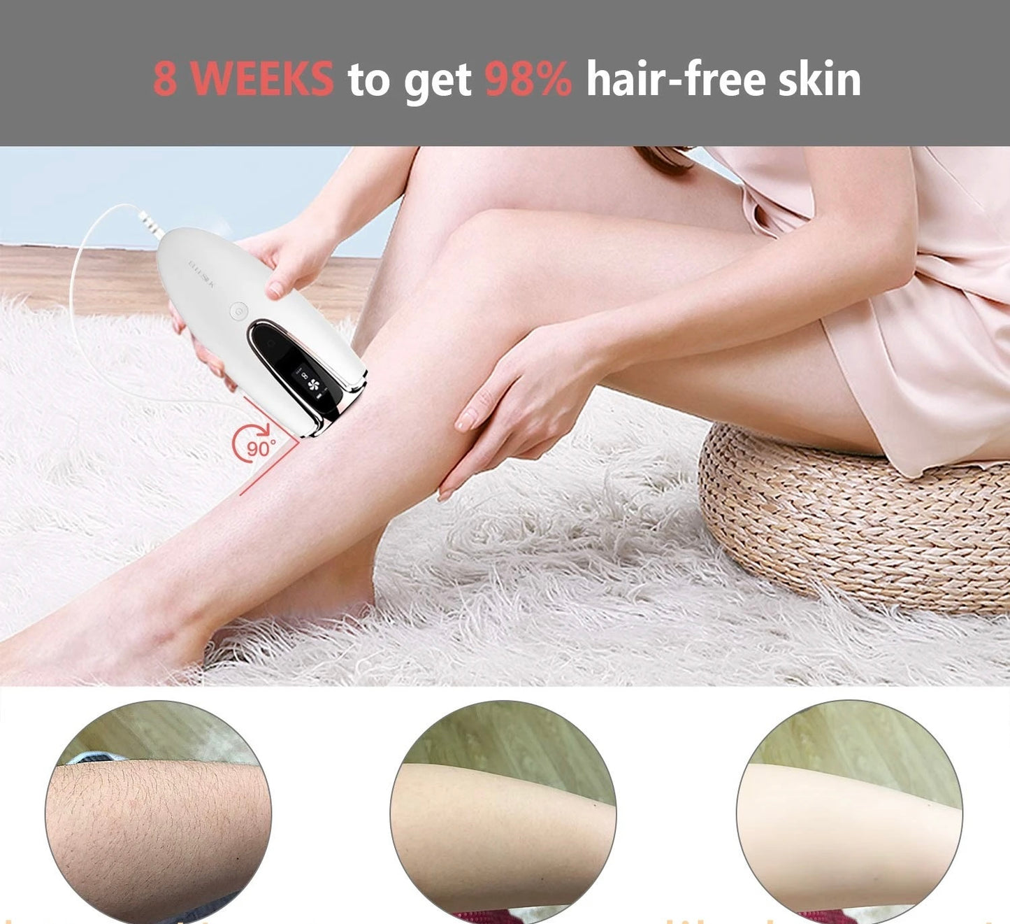 INNOVATIVE  Long-lasting Laser Hair Removal Device for Women & Men, Skin i·Expert, at Home Hair Removal, , 2in1 IPL Laser Hair Removal & Skin Rejuvenation Handset with Goggles & Shaving stick for Clinical Results in 10 Weeks