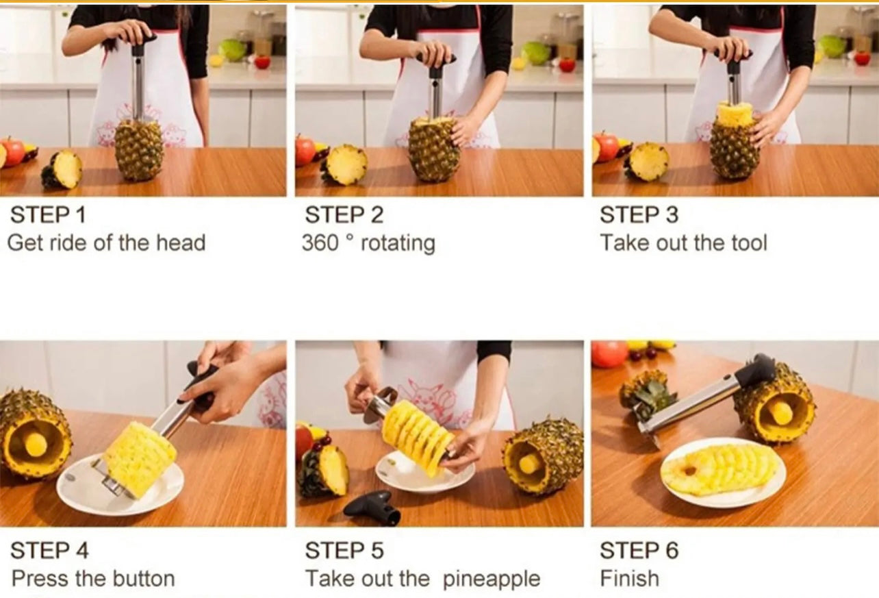 Pineapple Peeler , Stainless Steel Pineapple Corer Remover Slicer Tool For Home & Kitchen With Sharp Blade For Diced Fruit Rings