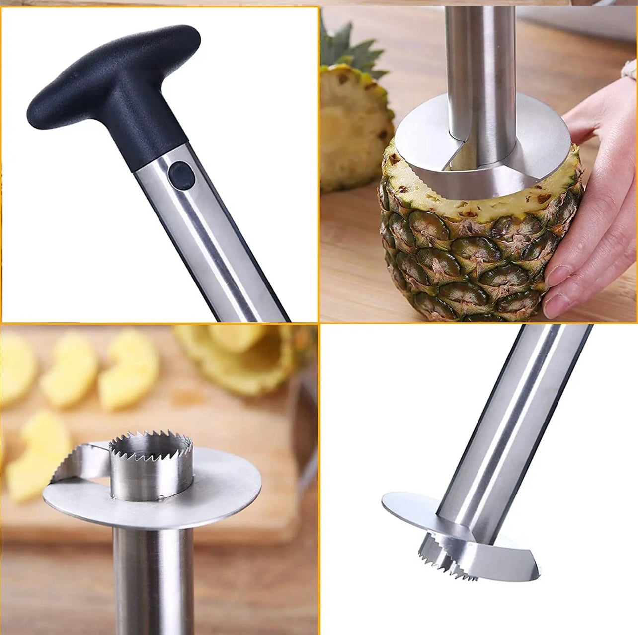 Pineapple Peeler , Stainless Steel Pineapple Corer Remover Slicer Tool For Home & Kitchen With Sharp Blade For Diced Fruit Rings