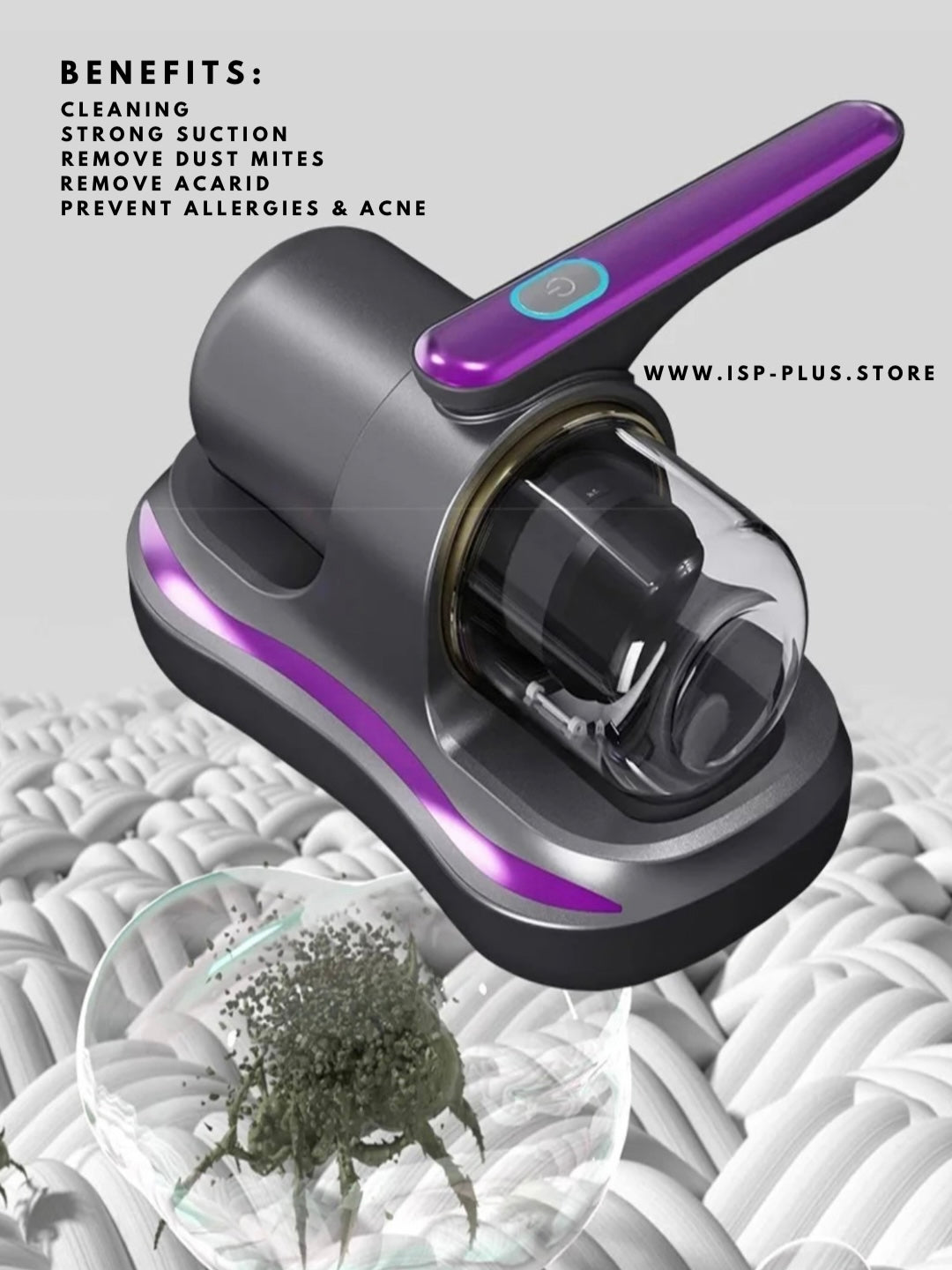 Cordless UV dust mite bed remover 