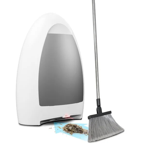 Automatic Dustpan Vacuum with Touchless Operation - Ideal for Cleaning Up Pet Hair, Food Crumbs, and Dirt in the Kitchen - High-Speed & Powerful, Corded Canister Vacuum, Bagless Design, Equipped with Automatic Sensors, 1000 Watts (White)